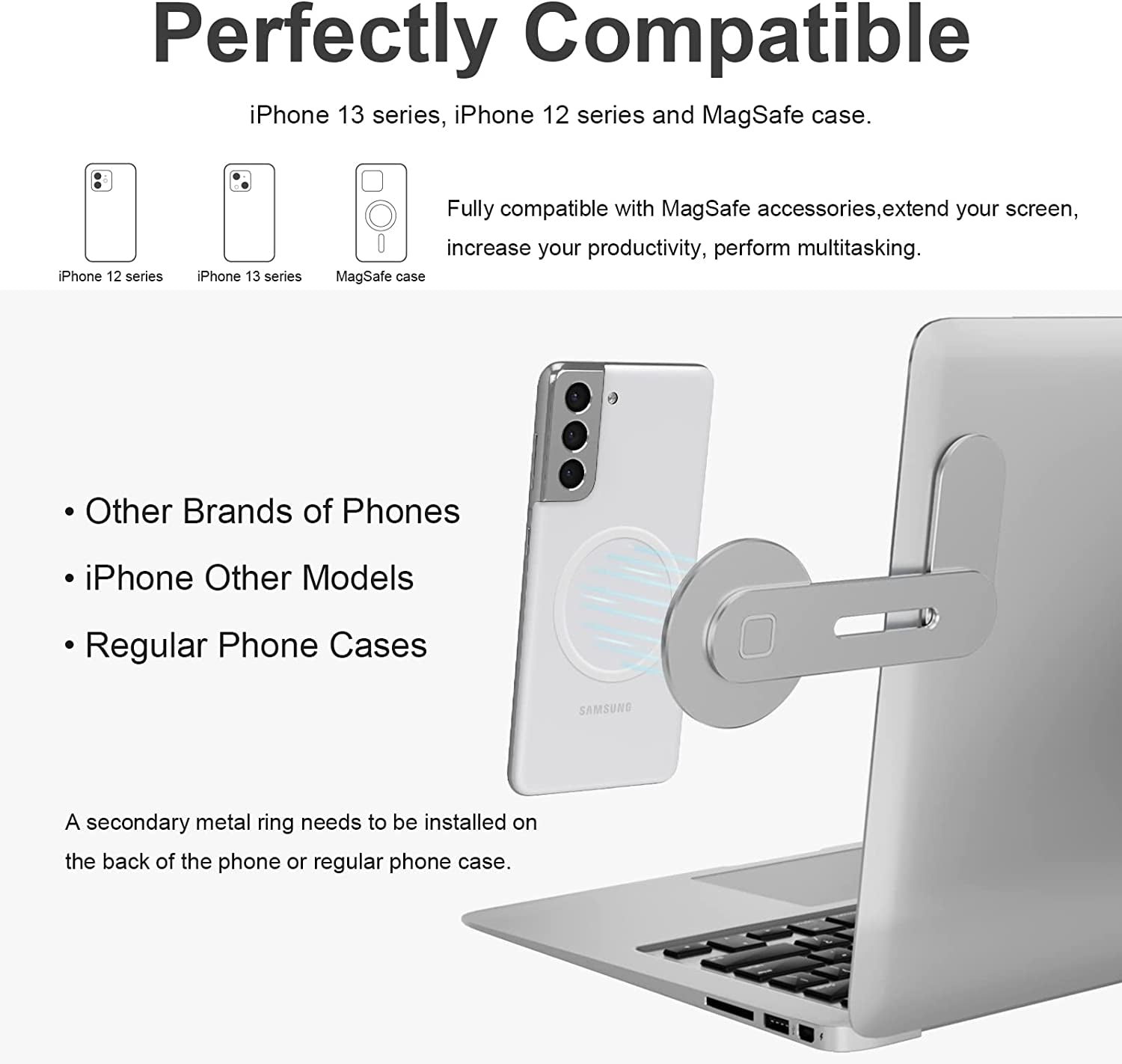 Doter Magsafe Accessories Are Compatible with Iphone 14/Iphone 13/Iphone 12 Series, Universal Laptop Accessories in Order for Dual-Screen Interaction, Laptop Phone Holder for All Cell Phones  Doter   
