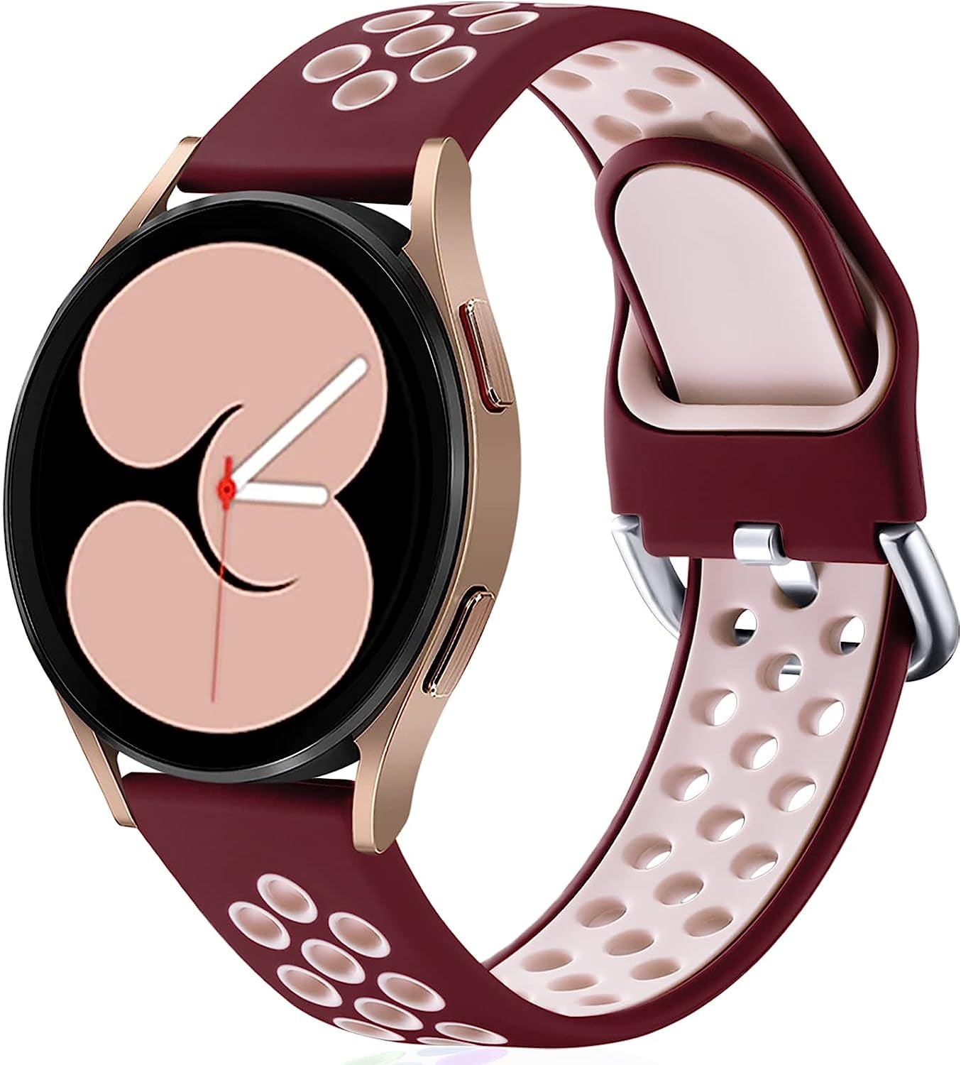 Lerobo Sport Bands Compatible with Samsung Galaxy Watch 4 Band/Galaxy Watch 5 Band,Active 2 Watch Bands/Galaxy Watch 3 Band/Galaxy Watch Band, 20Mm Soft Silicone Sport Strap Replacement Women Men  Lerobo Wine-Pink Large 