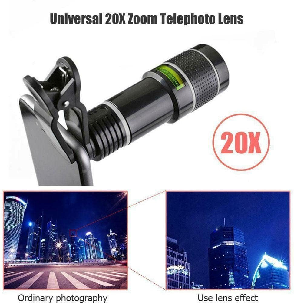 20X Long Focus Zoom Telephoto Lens Phone Camera Lens Kit with Clip for Most Mobile Phones  CSYANXING   