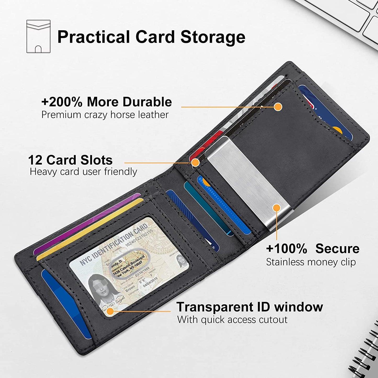 Swanscout Wallet for Smarttag & Smarttag+ Plus, Money Clip Version, RFID Blocking Genuine Leather Bifold Wallet with Gift Box (Black)  Shenzhen Xuanfeng Innovations Technology Co., Ltd.   