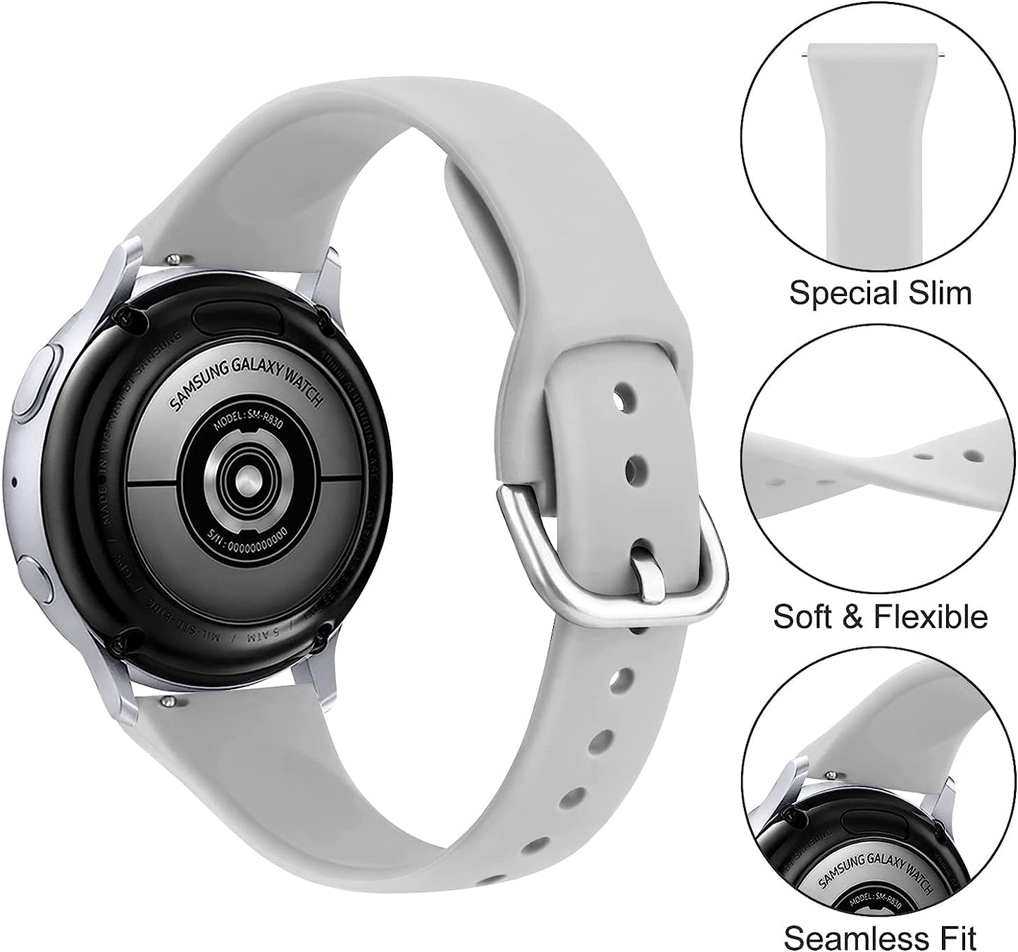 Wanme Slim Bands for Garmin Venu 2 plus / Venu Sq / Venu / Vivoactive 3 Watch Band Women Men, 3 Pack Soft Silicone Replacement Wristband Sport Strap for Garmin Vivomove Sport, Vivoactive 3 Music, Forerunner 645 / 245 Music Smart Watch  Wanme   