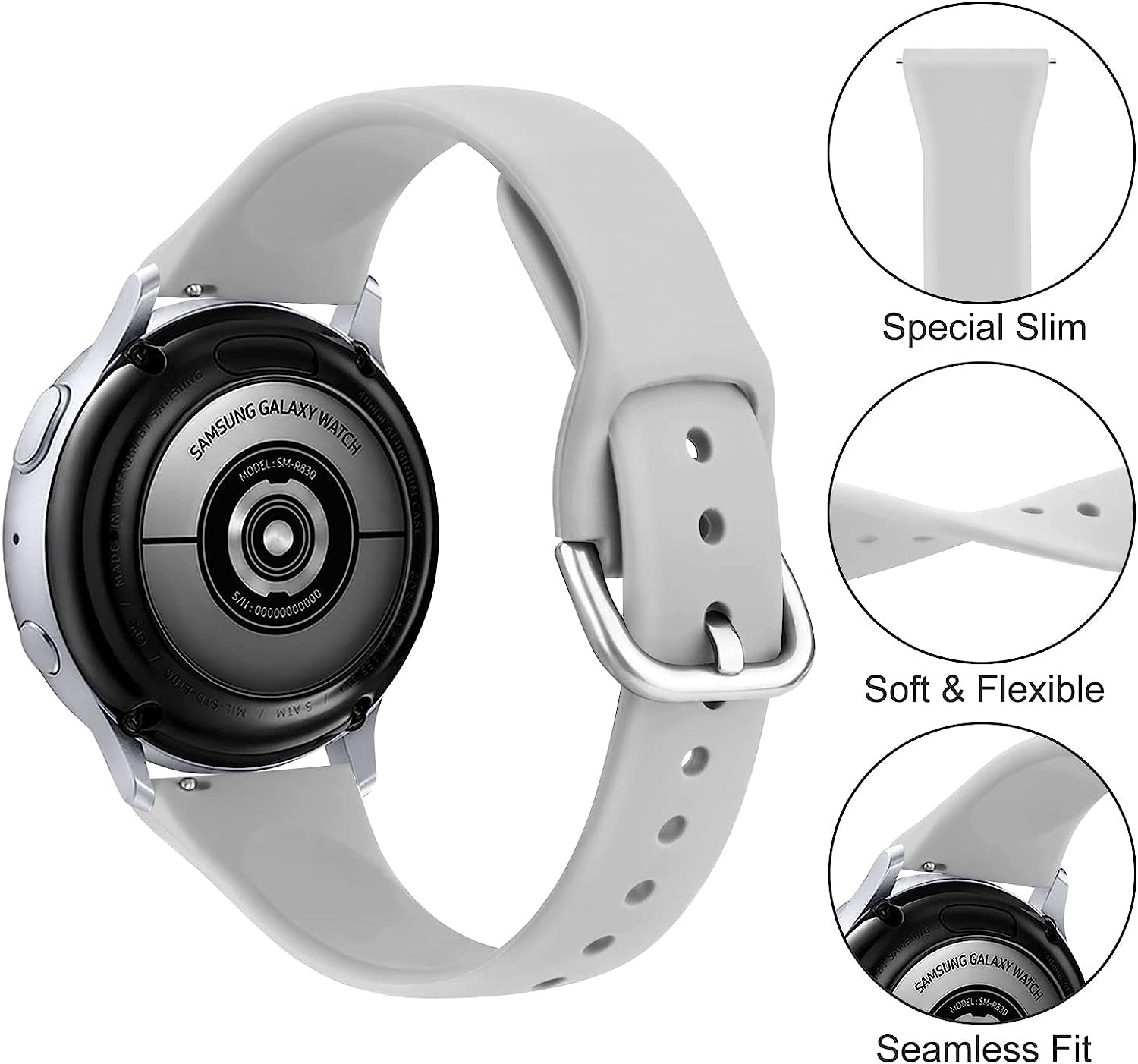 Wanme Slim Bands for Garmin Venu 2 plus / Venu Sq / Venu / Vivoactive 3 Watch Band Women Men, 3 Pack Soft Silicone Replacement Wristband Sport Strap for Garmin Vivomove Sport, Vivoactive 3 Music, Forerunner 645 / 245 Music Smart Watch  Wanme   