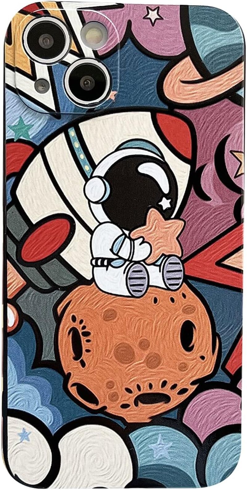 Yonds Queen for Iphone 12 Mini Cute Case, Cool Cartoon Astronaut Space Design Stylish Bumper Women Girls Protective Anti-Slip Shockproof Fashion Creative Case (Black Telescope, Iphone 12 Mini)  Yonds Queen   