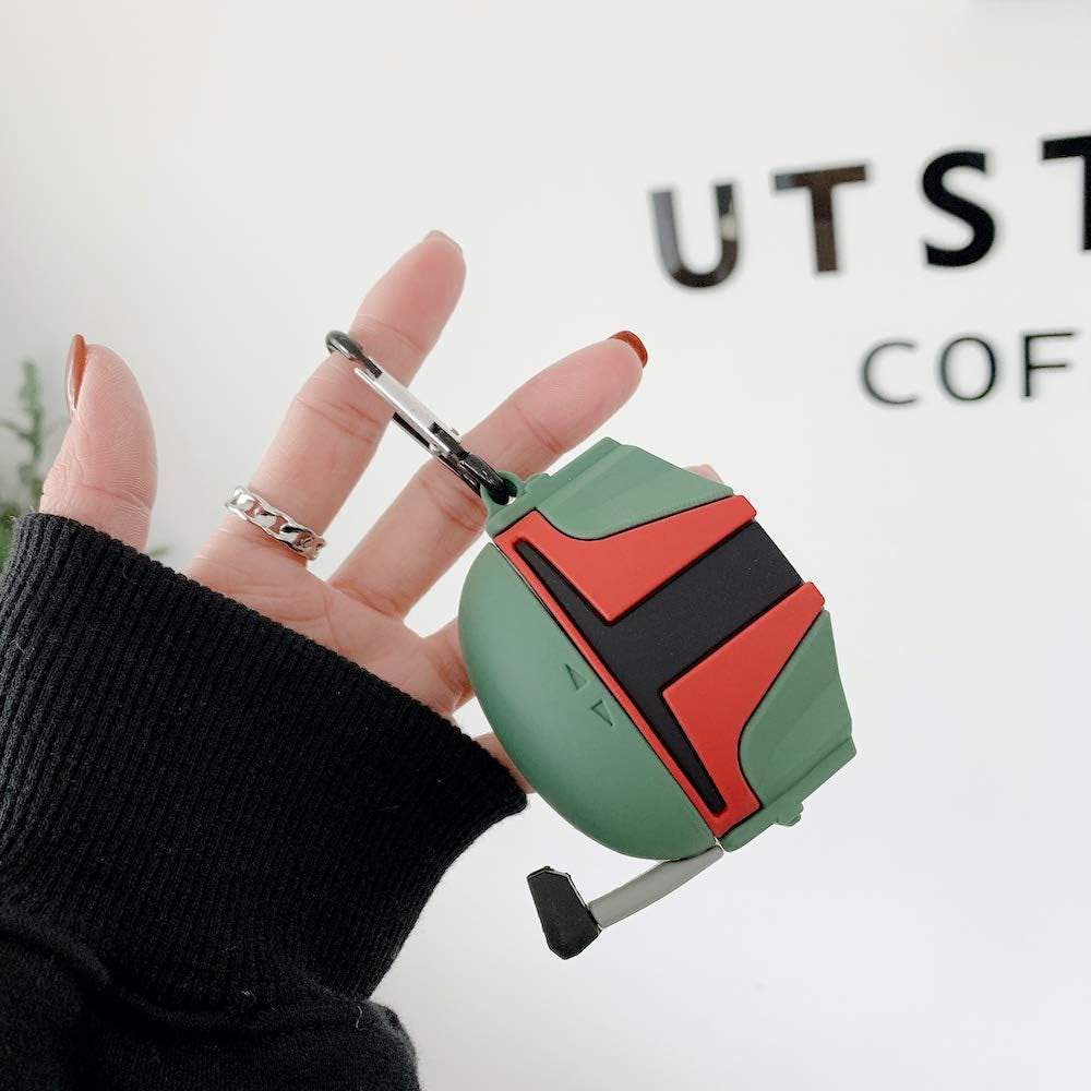 VARWANEO Earphone Case for Airpods Pro, 3D Popular Cute Mandalorian Boba Fett Silicone Design, Soft Silicone Portable&Shockproof Airpod Cover, for Apple Airpods 3&Pro Charging Case (Boba Fett)  VARWANEO   