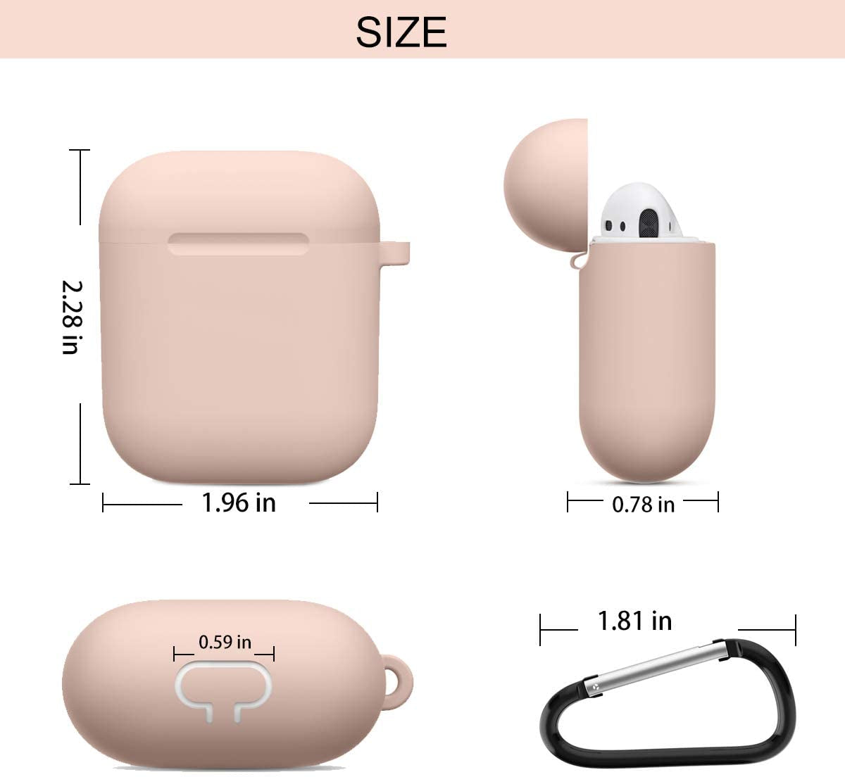 Compatible with Airpods Case Cover Silicone Protective Skin for Airpods Case 2&1 (2 Pack) Black/Sand Pink  Doboli   