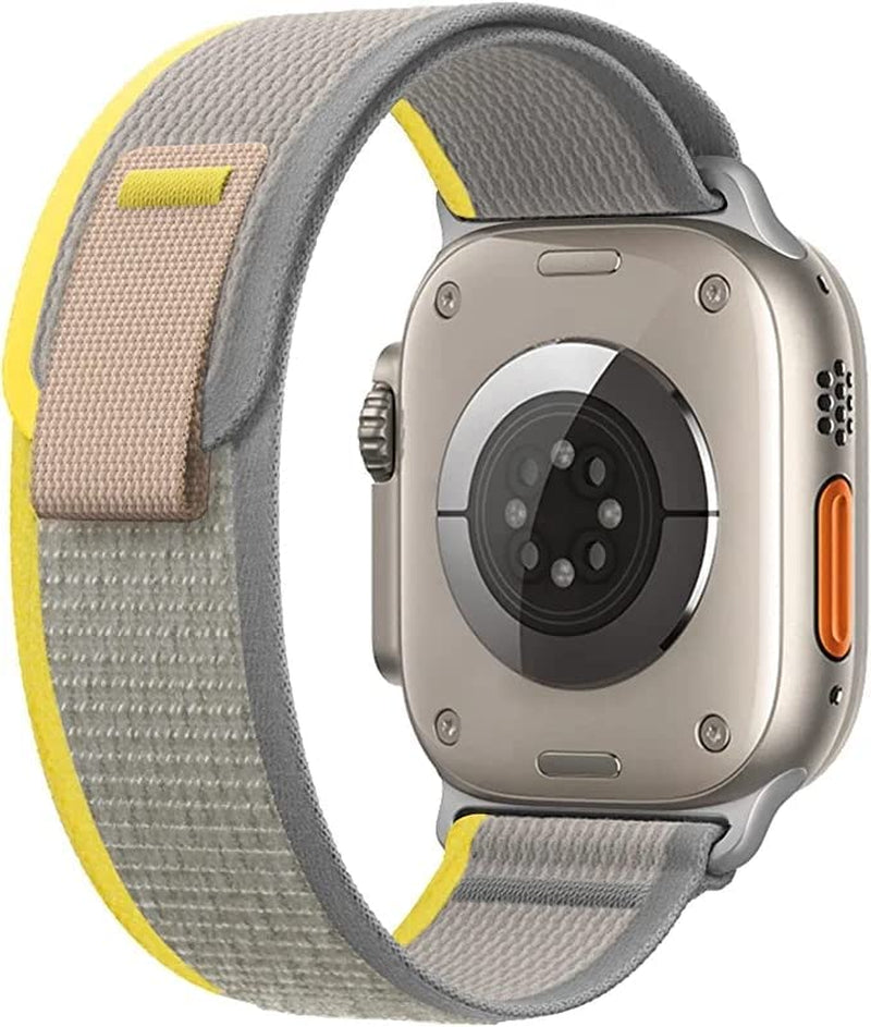LEUNGLIK Trail Loop Compatible with Apple Watch Ultra 49Mm, Iwatch Series 8/7/6/SE/5/4 [45/44Mm], Series 3 [42Mm], Nylon Stretchy Braided Strap for Men Women - Metal Connectors  LEUNGLIK Yellow/Beige with Matte Finish Connectors Only fit Ultra 49mm 