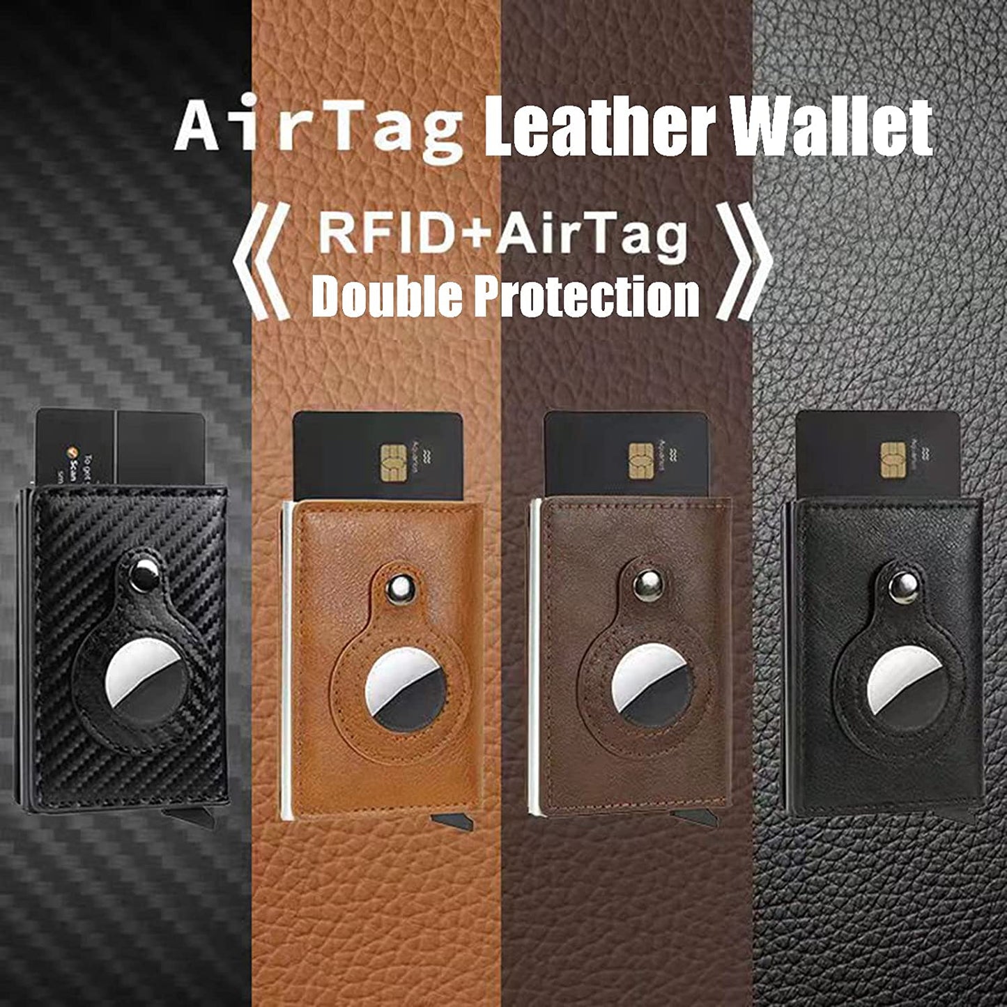 Wallet Case Card Holder with Airtag Slim Minimalist Leather Cash Credit Bifold RFID Blocking Men'S Gift Stealth ID Window Aluminum Metal Cards Pop-Up 8 Slots Wallets (Blue)  Creaweal   