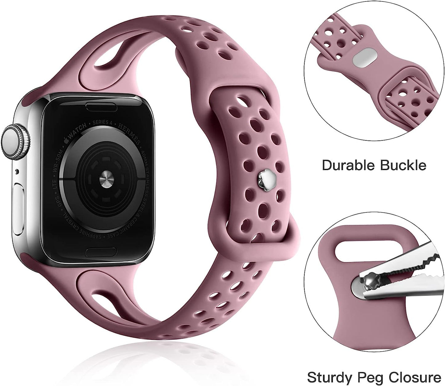 Ouwegaga Compatible with Apple Watch Band 38Mm 40Mm 41Mm 42Mm 44Mm 45Mm, Soft Silicone Slim Sport Breathable Holes Iwatch Bands Replacement Wristband for Iwatch SE & Series 7 6 5 4 3 2 1 for Women Men  Ouwegaga   