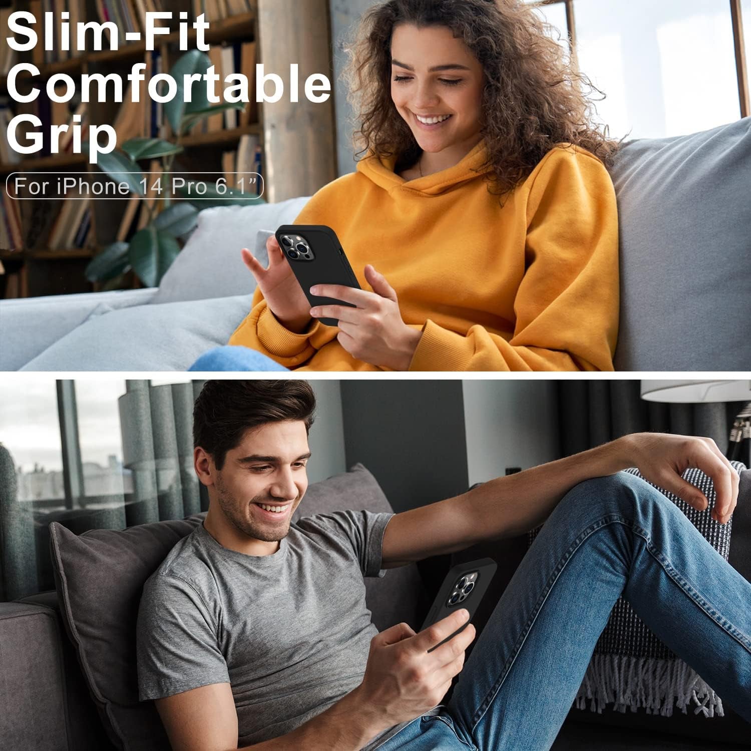 DEENAKIN Iphone 14 Pro Case with Screen Protector,Soft Flexible Silicone Gel Rubber Bumper Cover,Slim Fit Shockproof Protective Phone Case for Iphone 14 Pro 6.1" Black  DEENAKIN   