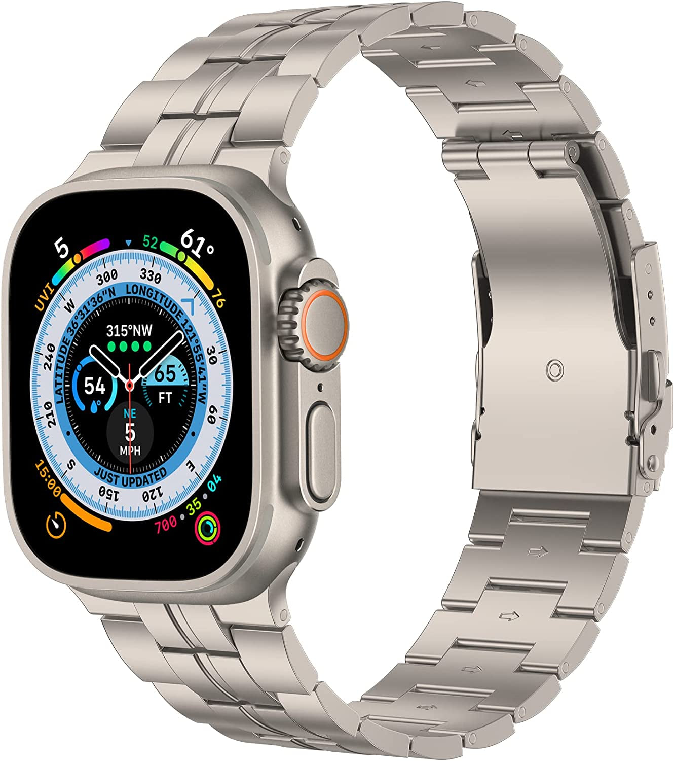 Baozai Titanium Band Compatible with Apple Watch Band 49Mm 45Mm 44Mm 42Mm, Titanium Sports Band for Apple Watch Ultra Series 8/7/6/5/4/3/2/1/SE Men  baozai   