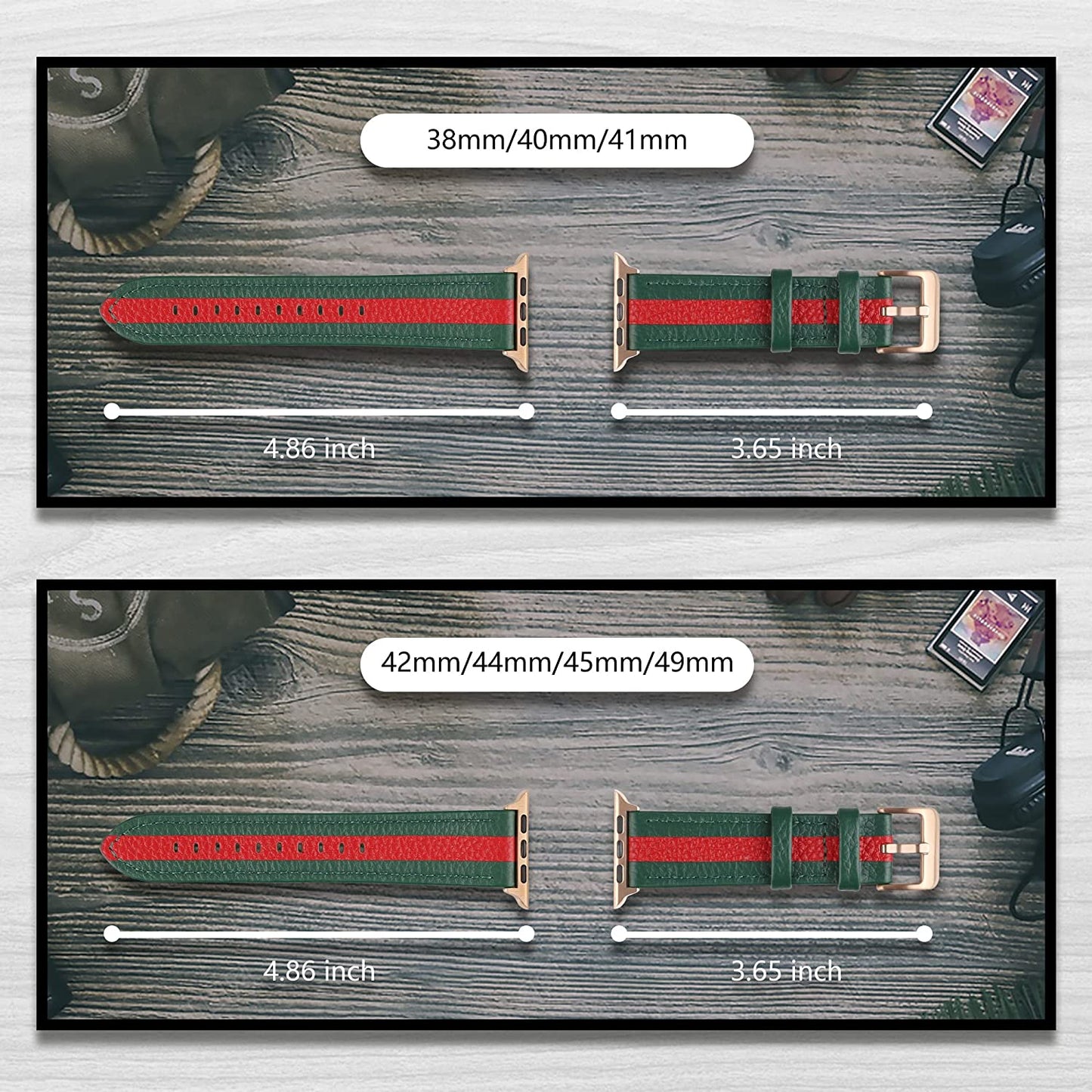 VAKS Compatible with Apple Watch Ultra Leather Band 38Mm 40Mm 41Mm 42Mm 44Mm 45Mm 49Mm for Women Men, Genuine Leather Wristband Replacement Strap for Iwatch Series Ultra/Se2/8/7/6/5/4/3/2/1/Se  VAKS   