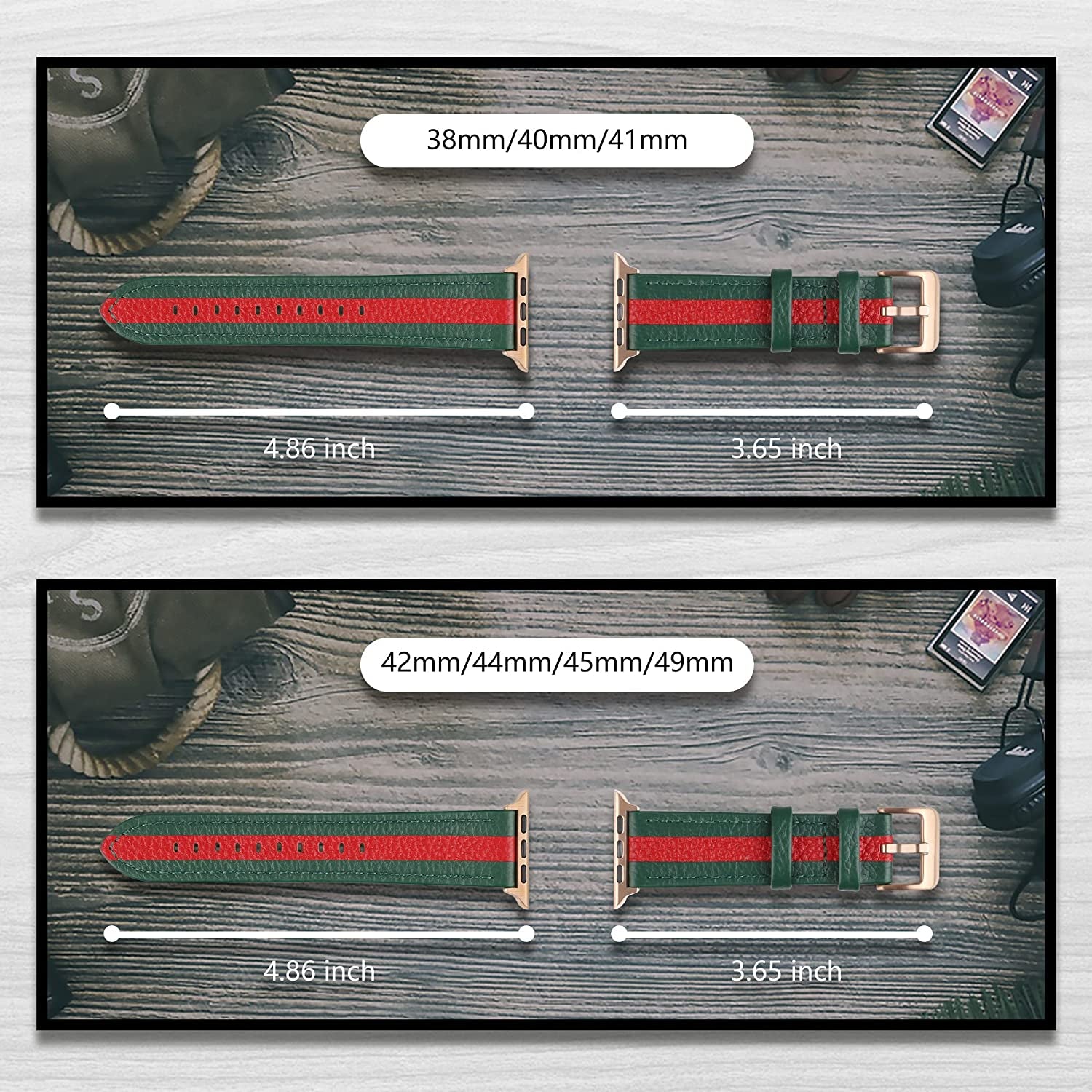 VAKS Compatible with Apple Watch Ultra Leather Band 38Mm 40Mm 41Mm 42Mm 44Mm 45Mm 49Mm for Women Men, Genuine Leather Wristband Replacement Strap for Iwatch Series Ultra/Se2/8/7/6/5/4/3/2/1/Se  VAKS   