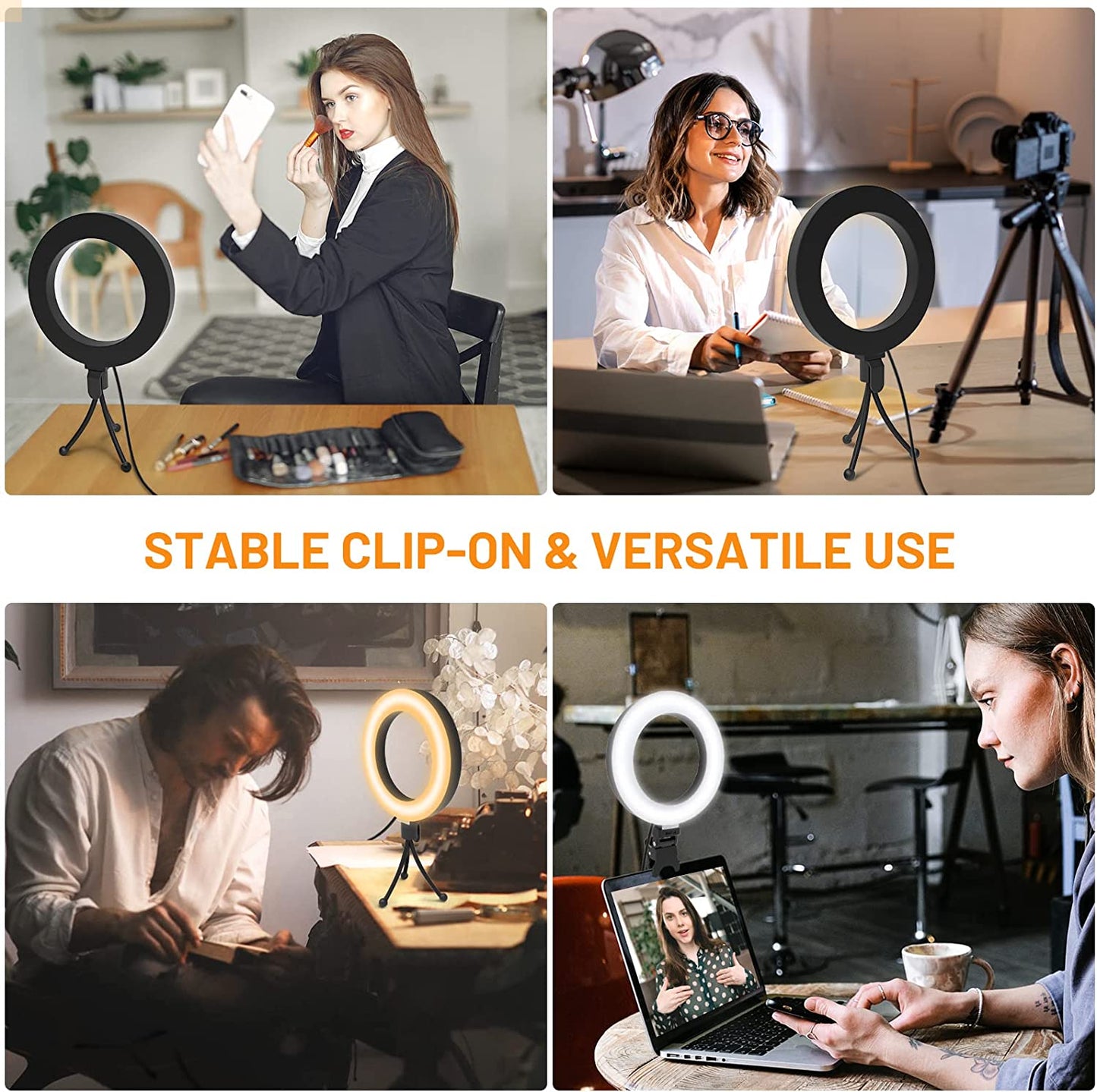 Selfie Ring Light for Computer, 6” LED Video Conference Lighting Kits for Live Streaming/Makeup/Youtube/Tik TOK, Compatible with Cell Phone/Computer/Camera  bigleap   