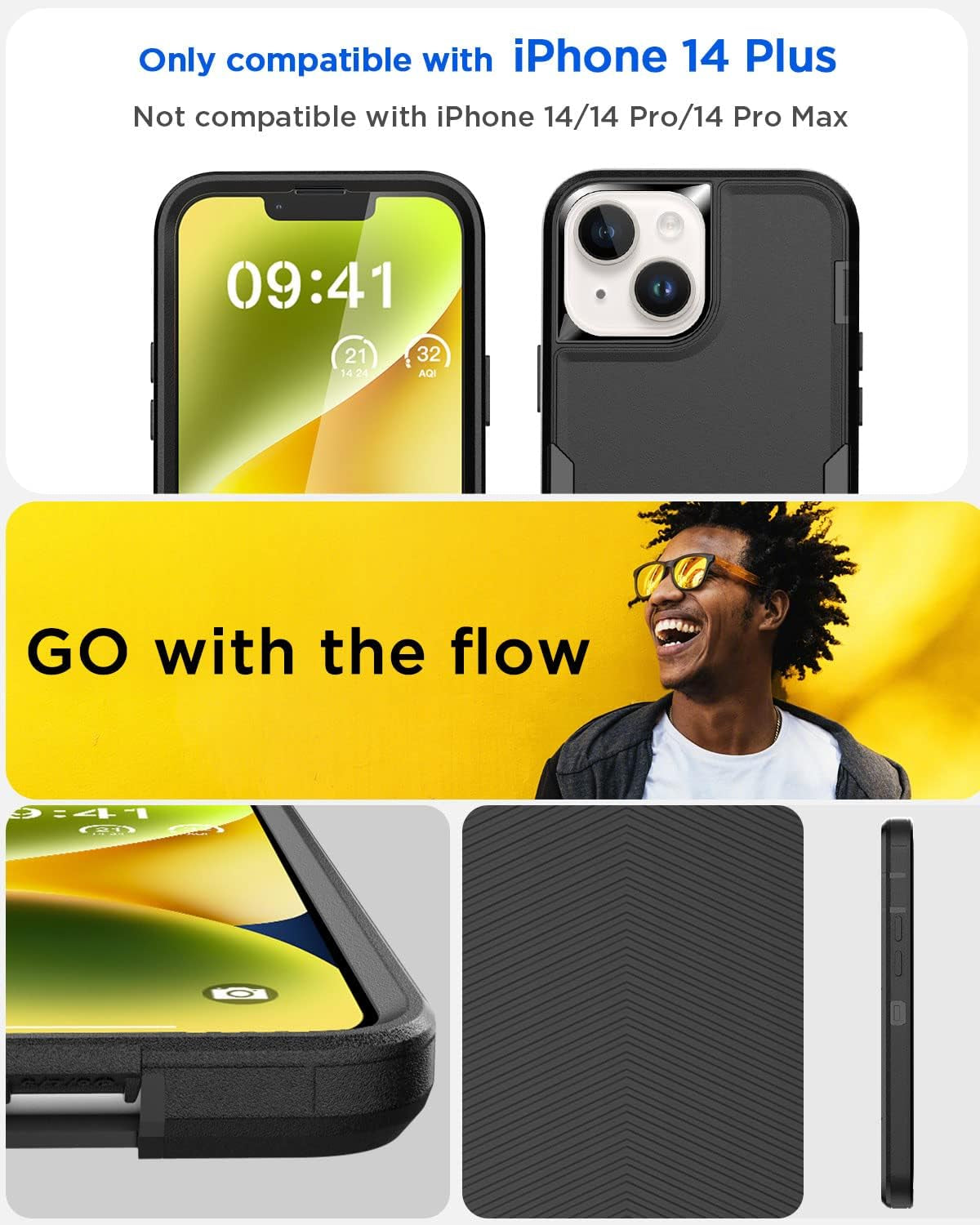 Aicase Magnetic Case for Iphone 14 Plus,Support Magnetic Car Mount Heavy Duty 2-Layer Pocket-Friendly Durable Military Grade Protection Shockproof/Dropproof Protective Cover for Iphone 14 plus 6.7"_1  AICase   