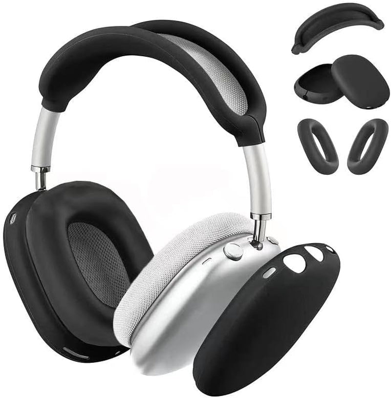 VAEKNVG for Apple Airpods Max Case Cover, Soft Silicone Anti-Scratch Ear Pad Case Cover/Ear Cups Cover/Headband Cover for Airpods Max, Shockproof Protective Earbuds Accessories for Airpods Max(Black)  VAEKNVG   