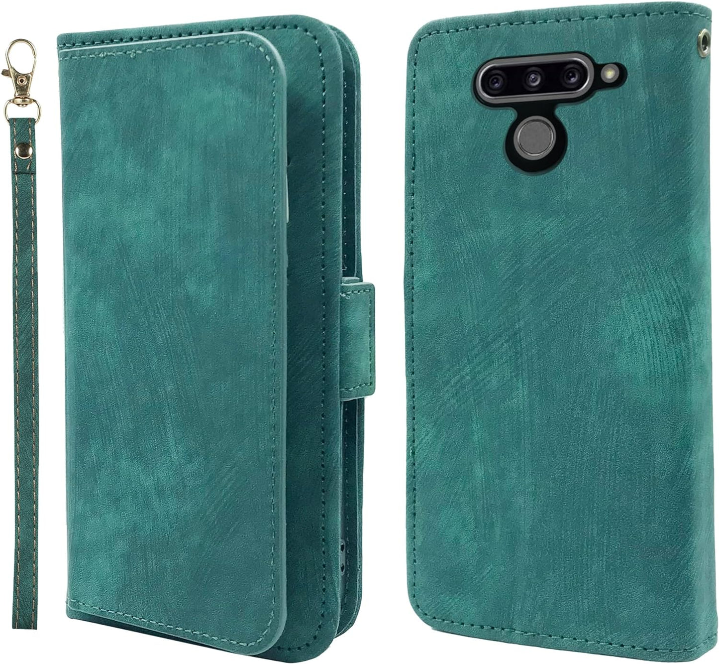 Furiet Compatible with LG V40 Thinq Wallet Case Wrist Strap Lanyard Leather Flip Card Holder Stand Cell Accessories Phone Cover for LGV40 Storm V 40 Thin Q V40Thinq LG40 40V 40Thinq Women Green  Furiet   