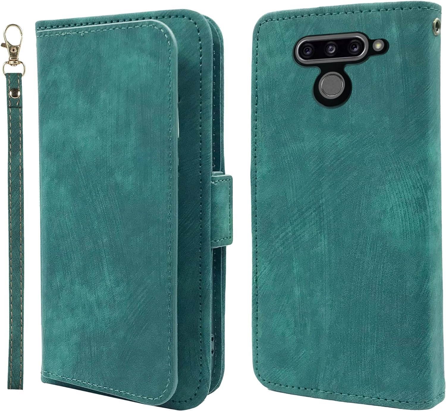 Furiet Compatible with LG V40 Thinq Wallet Case Wrist Strap Lanyard Leather Flip Card Holder Stand Cell Accessories Phone Cover for LGV40 Storm V 40 Thin Q V40Thinq LG40 40V 40Thinq Women Green  Furiet   