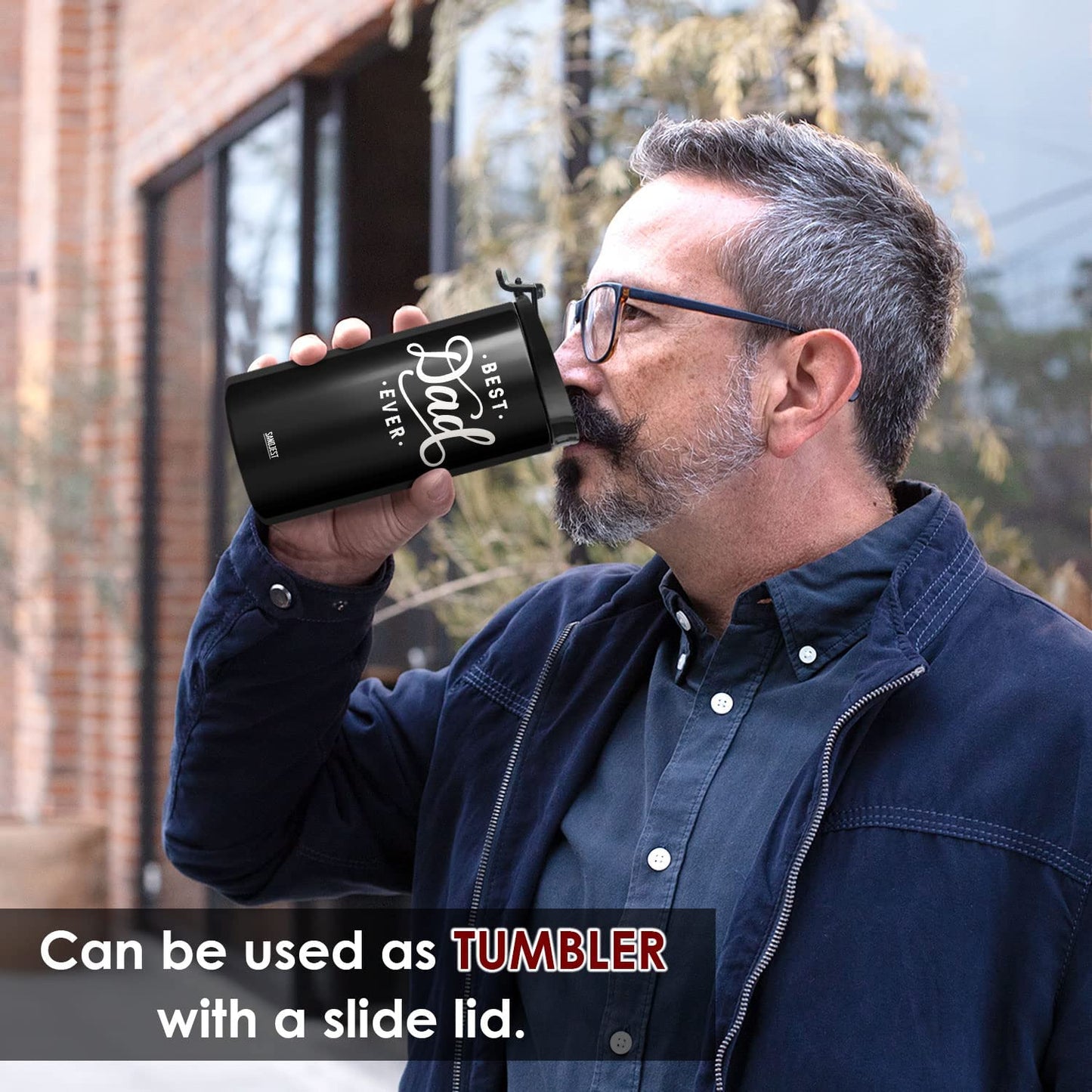 SANDJEST 4-In-1 Best Dad Ever Tumbler Gifts for Dad from Daughter Son - 12Oz Dad Can Cooler Tumblers Travel Mug Cup - Stainless Steel Insulated Cans Coozie Christmas, Birthday, Father'S Day Gift  SANDJEST   