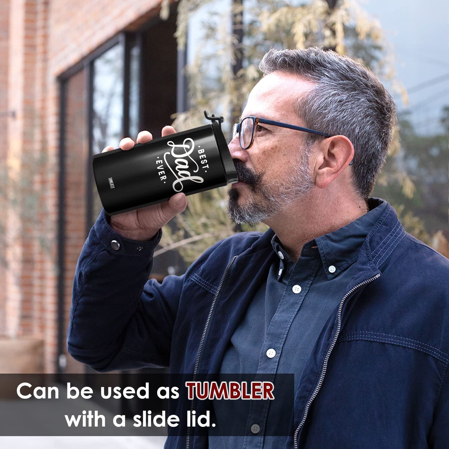 SANDJEST 4-In-1 Best Dad Ever Tumbler Gifts for Dad from Daughter Son - 12Oz Dad Can Cooler Tumblers Travel Mug Cup - Stainless Steel Insulated Cans Coozie Christmas, Birthday, Father'S Day Gift  SANDJEST   