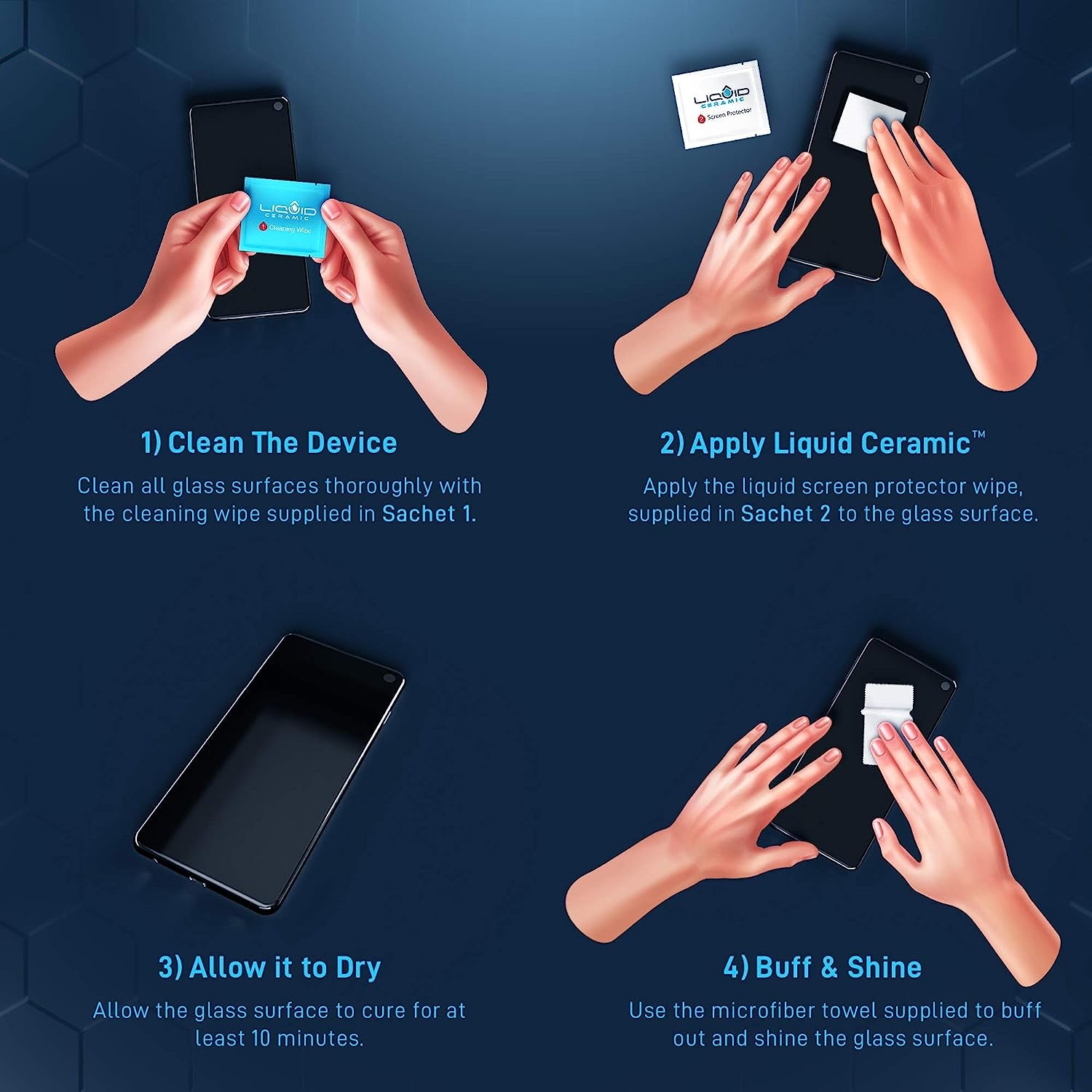 LIQUID CERAMIC Glass Screen Protector with $300 Coverage | Wipe on Scratch and Shatter Resistant Nano Protection for All Phones Tablets and Smart Watches - Universal Fit  LIQUID CERAMIC   