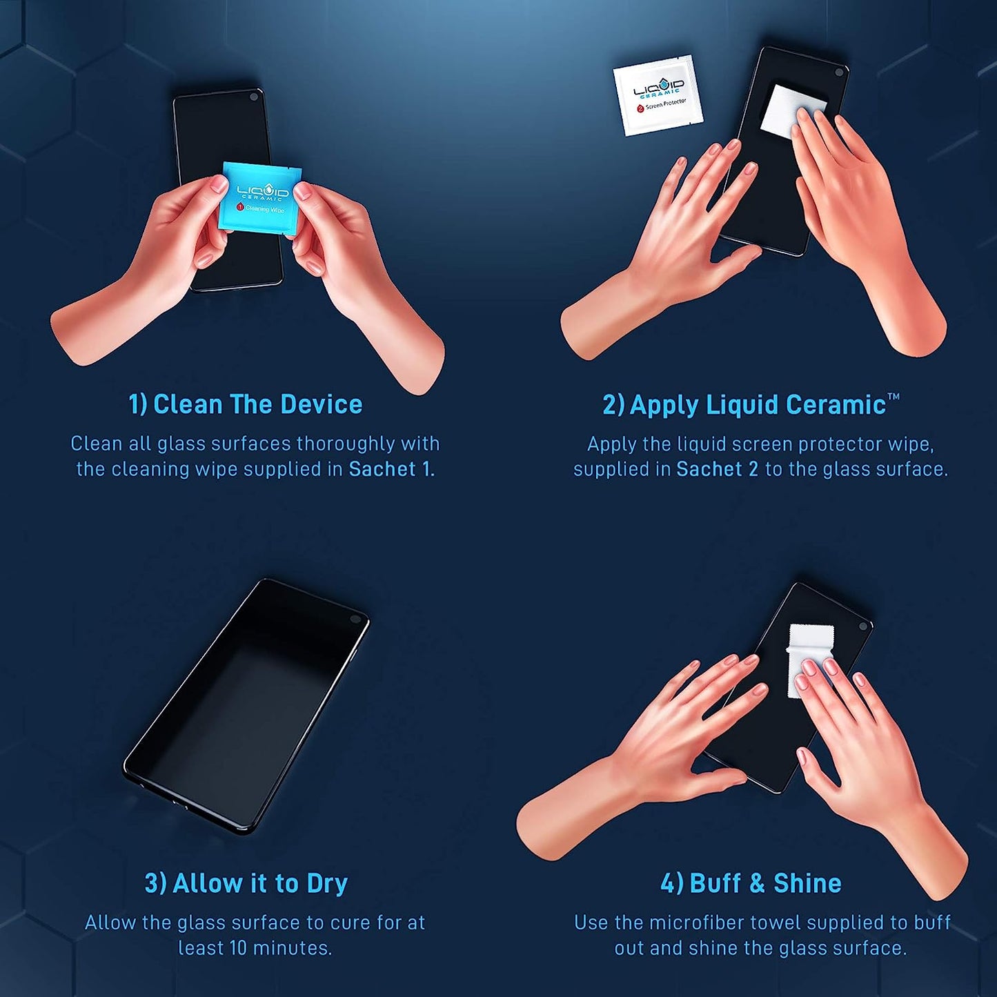 LIQUID CERAMIC Glass Screen Protector with $200 Coverage | Wipe on Shatter and Scratch Resistant Nano Protection for All Phones Tablets and Smart Watches - Universal  LIQUID CERAMIC   