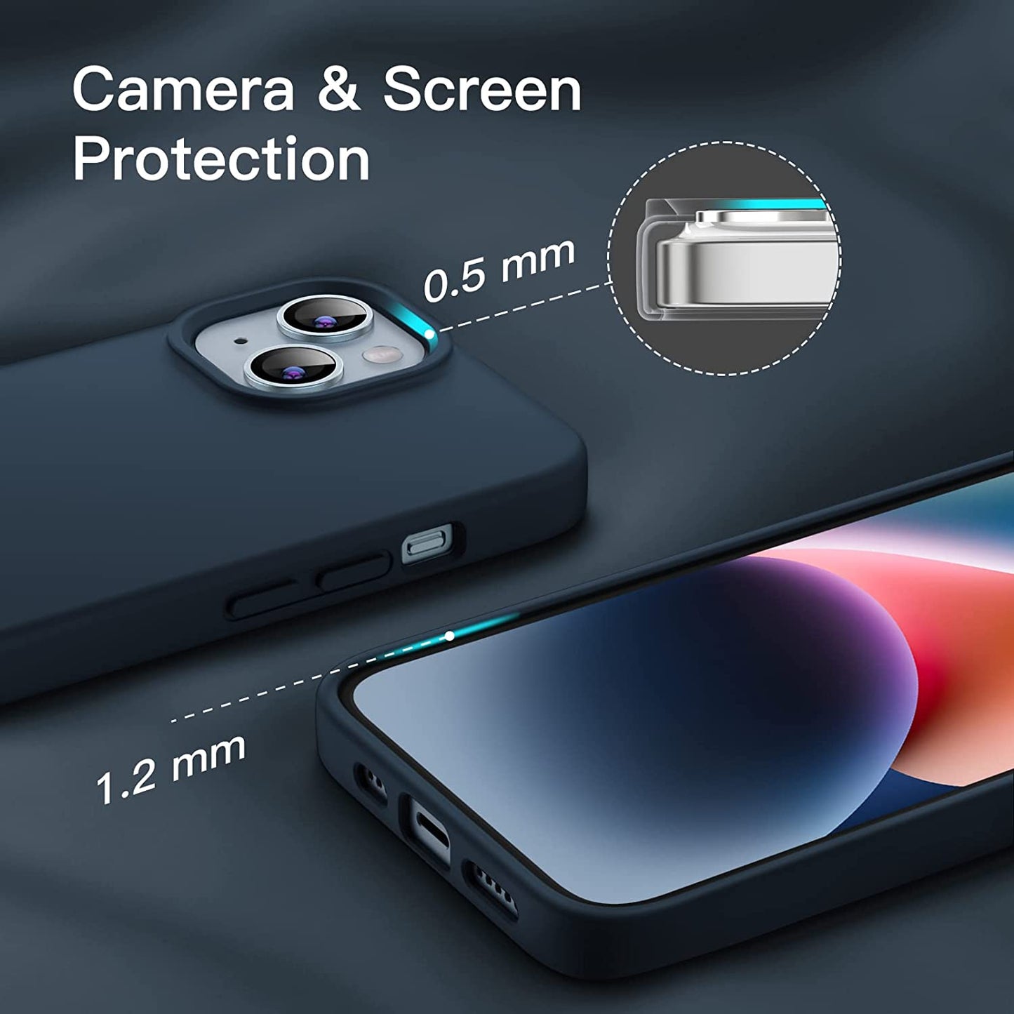 Jetech Silicone Case for Iphone 14 6.1-Inch, Silky-Soft Touch Full-Body Protective Phone Case, Shockproof Cover with Microfiber Lining (Navy)  JETech   