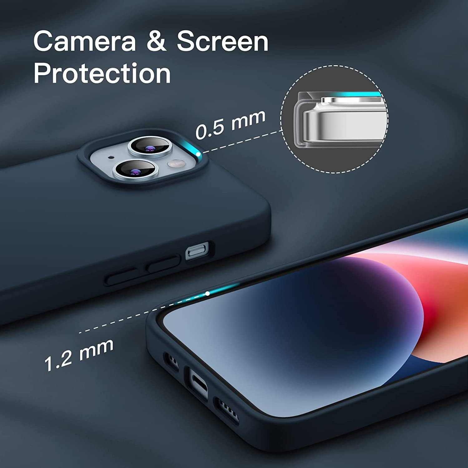 Jetech Silicone Case for Iphone 14 6.1-Inch, Silky-Soft Touch Full-Body Protective Phone Case, Shockproof Cover with Microfiber Lining (Navy)  JETech   