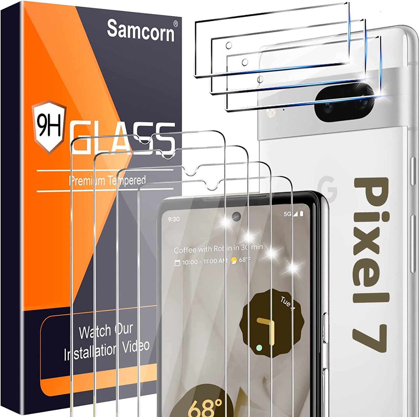 [2+1 Pack] for Google Pixel 6 Pro Privacy Screen Protector, Fingerprint Unlock, 3D Curved, HD Clear Anti-Spy Film for Google Pixel 6 Pro 5G Tempered Glass Camera Screen Protector  Samcorn Pixel7--Md1  
