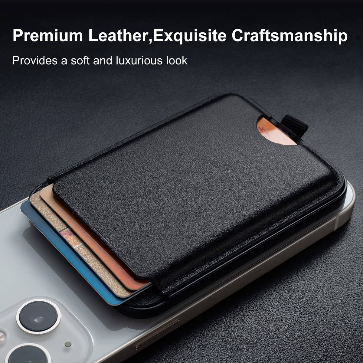 Liuzidit Magnetic Leather Phone Wallet Holder for Iphone,Compatible with Iphone Magsafe Wallet Stand for Iphone 14/13/12 Series with Magsafe or Phones with Magnetic Suction Case,Black  Liuzidit   