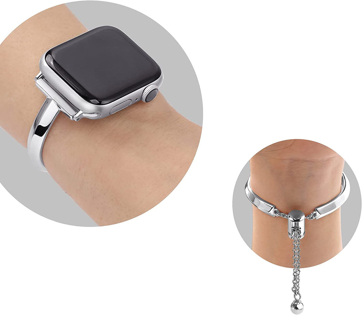 Plusroc Stainless Steel Band Compatible with Apple Watch Band 38Mm 40Mm 41Mm 42Mm 44Mm 45Mm Iwatch SE Series 8 7 6 5 4 3 2 1, Slim Versatile Bangle Bracelet for Women  PlusRoc   