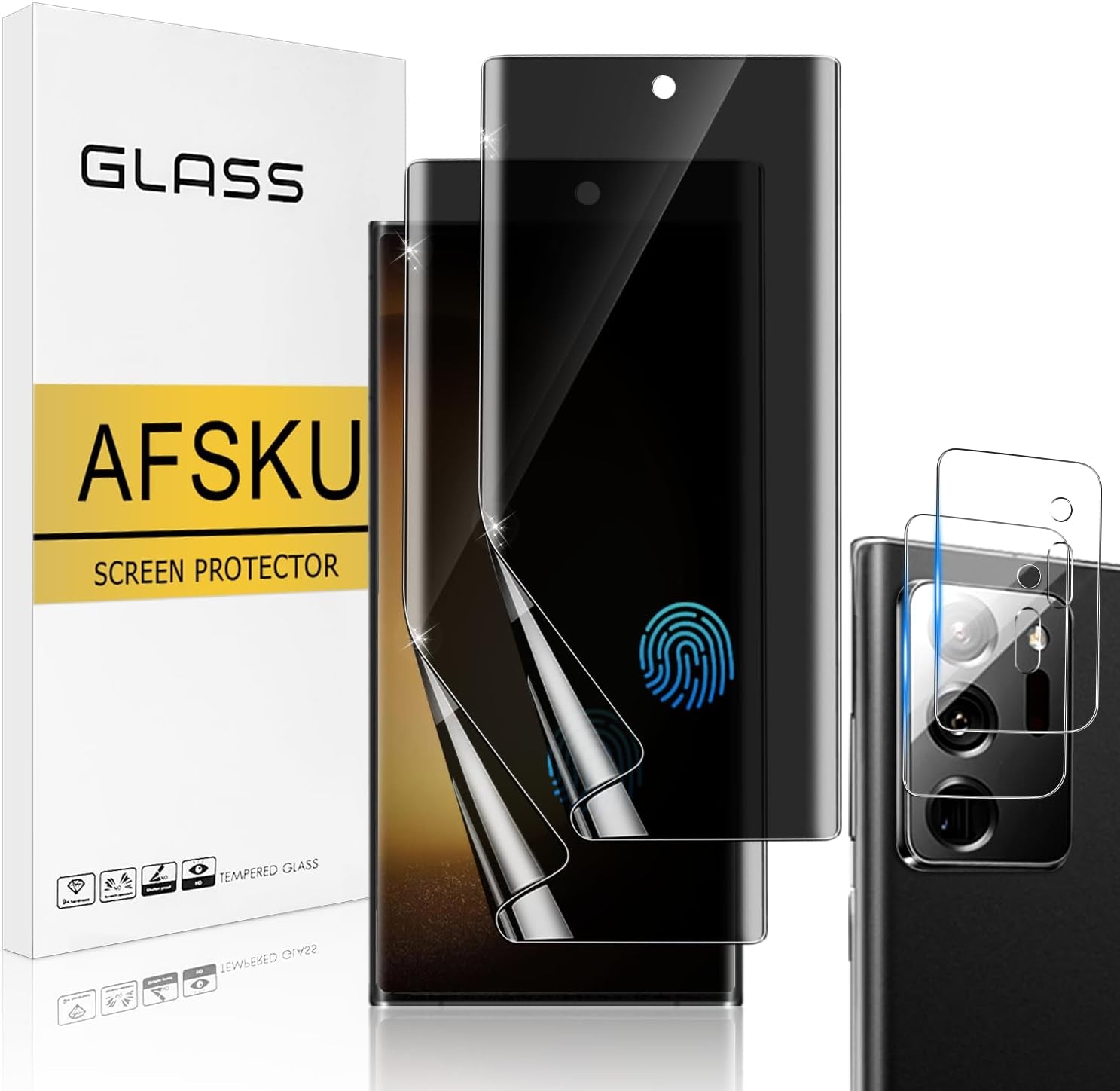 [2+2 Pack] Galaxy Note 20 Ultra 6.9 Inch Privacy Screen Protector with Camera Lens Protector, Fingerprint Compatible, Bubble Free, Flexible Anti-Spy TPU Film for Samsung Galaxy Note 20 Ultra 5G  AFSKU   