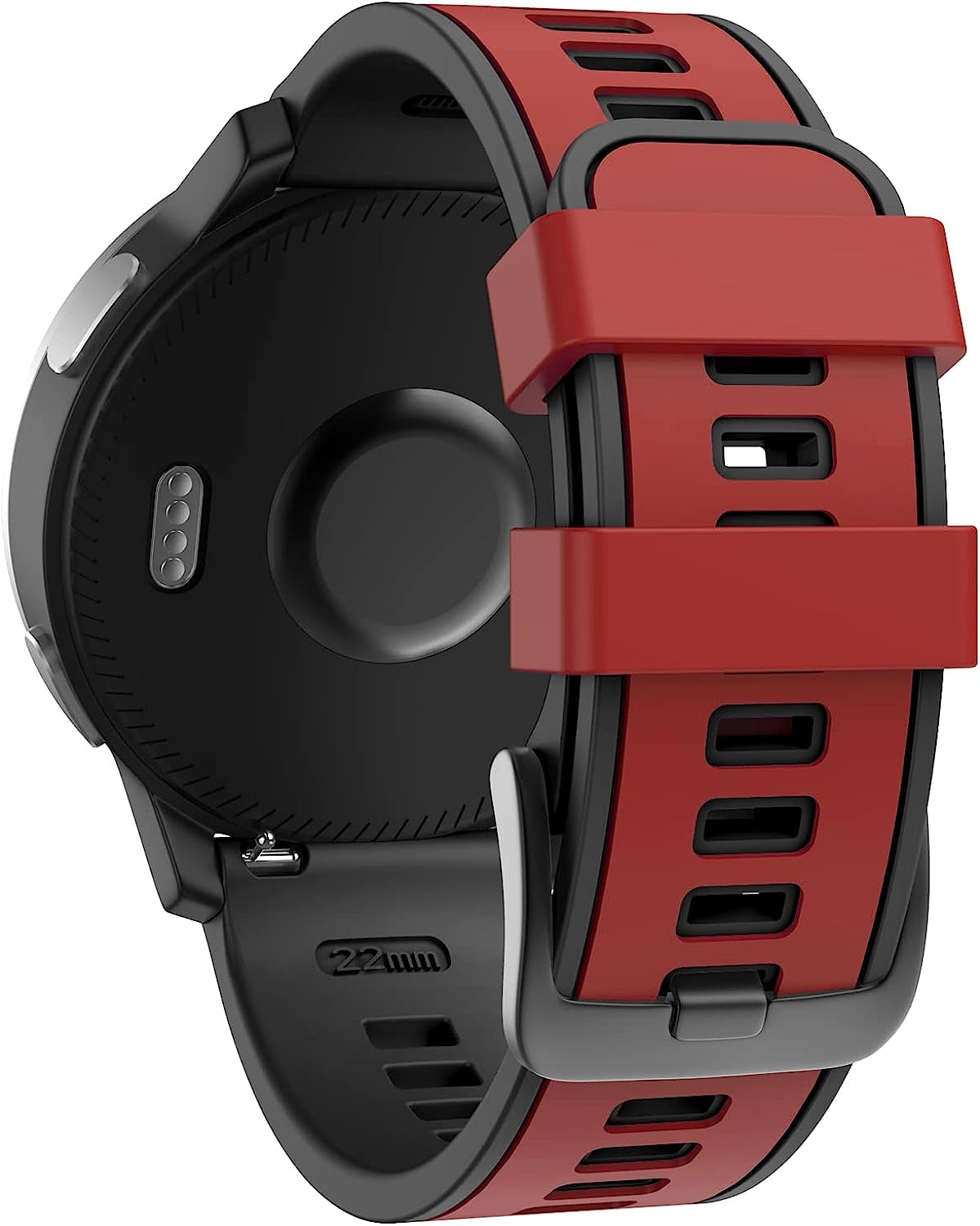 ISABAKE Bands for Compatible with Garmin Vivoactive 4/ Samsung Galaxy Watch 46Mm, 22Mm Silicone Band for Ticwatch Pro S2//E2/Venu 2/Samsung Gear S3 Classic/Samsung Gear S3 Frontier/ Huawei GT Smartwatch  Isabake Red Black 22MM 