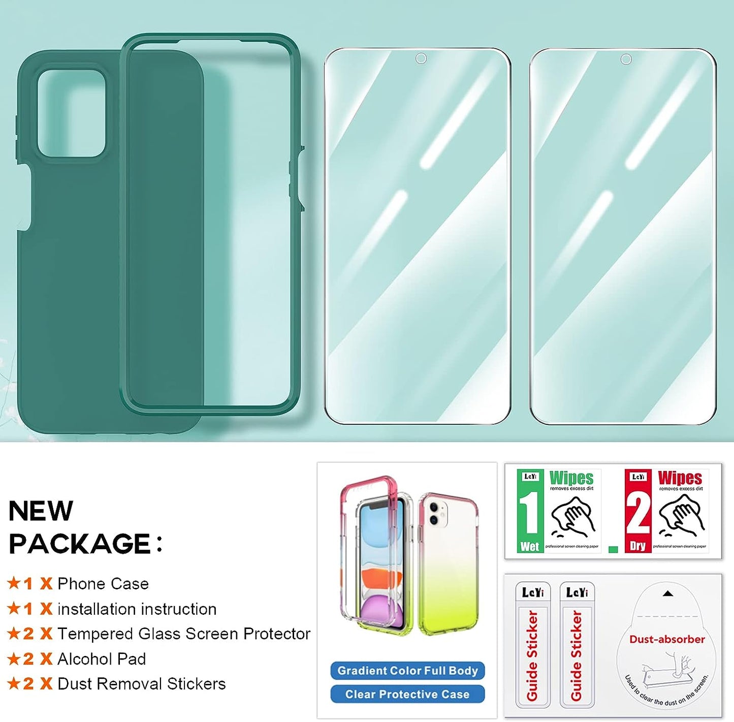 Leyi for Moto G Power 5G 2023 Case, Motorola G 5G 2023 Case with [2 X Tempered Glass Screen Protector], Full-Body Shockproof Soft Liquid Silicone Protective Phone Cover Case for G 5G 2023, Green  LeYi   