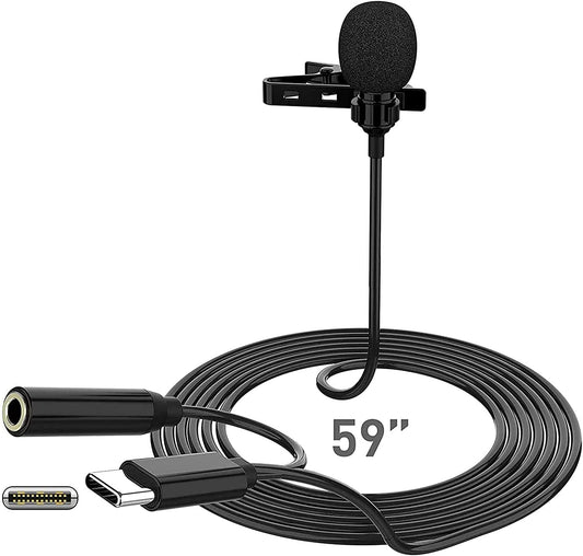 Type C Lavalier Lapel Microphone for Android Smartphone with Earphone Jack, Mini Omnidirectional Condenser Mic for Video Recording/Interview/Podcast/Streaming, Lav Mics for Phone PC Computer Laptop  Z ZAFFIRO   