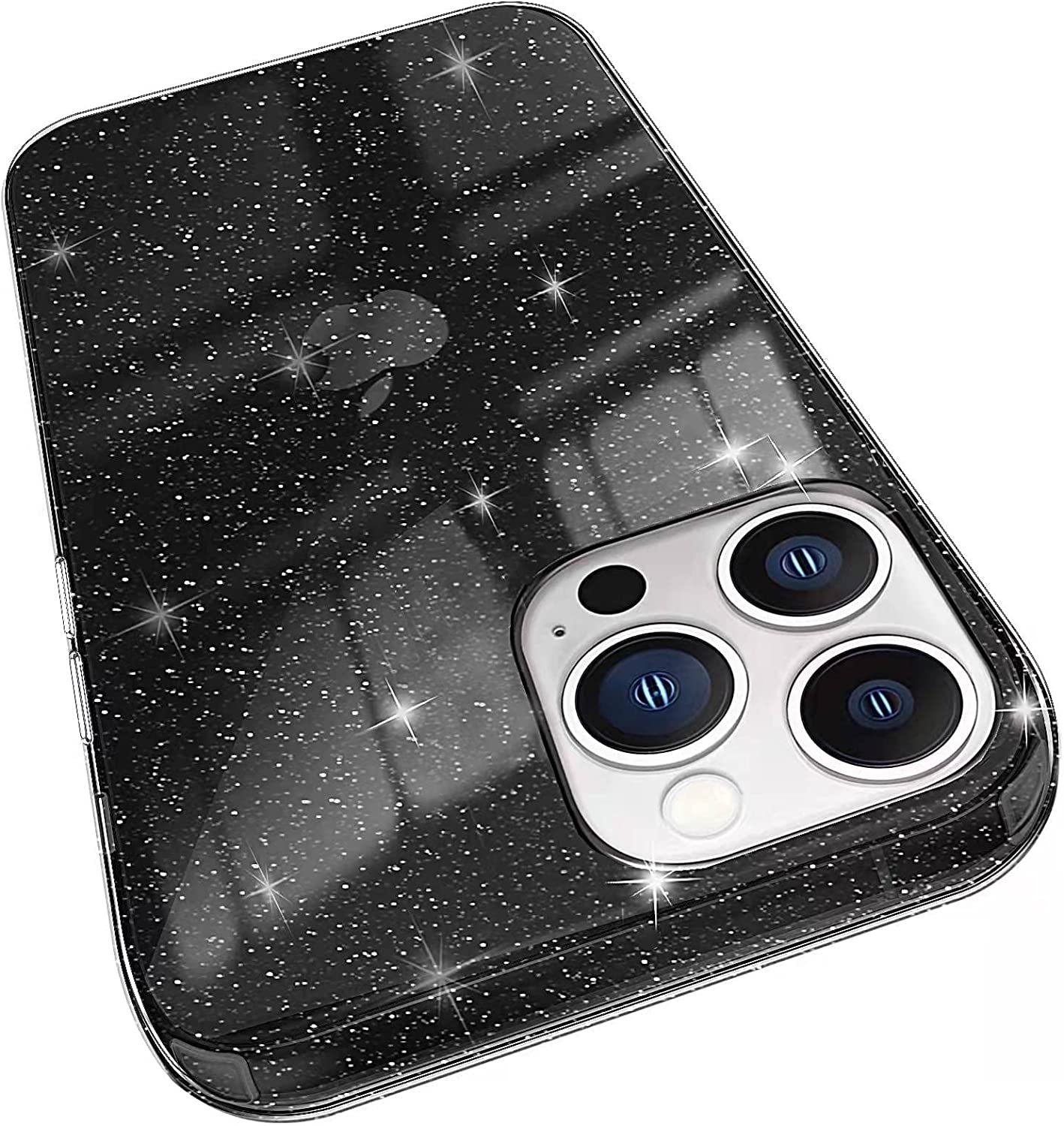 Abenkle Compatible with Iphone 12 and 12 Pro Case, Slim Fit Hybrid Glitter Bling Sparkly Case for Women Shockproof Protective Flexible Bumper Cover for Iphone 12/12 Pro 6.1-Inch 2020, Blue Glitter  ABenkle Glitter Black  