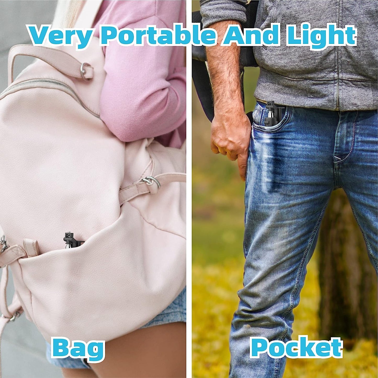 ADYSS Portable Selfie Stick,Ladies Selfie Stick with Tripod,With Fill Light and Wireless Remote, 3 Modes Selfie Stick Mode/Desktop Mode/Ground Mode,Supprot Camera,Selfies/ Vlogging/Live  N\W   