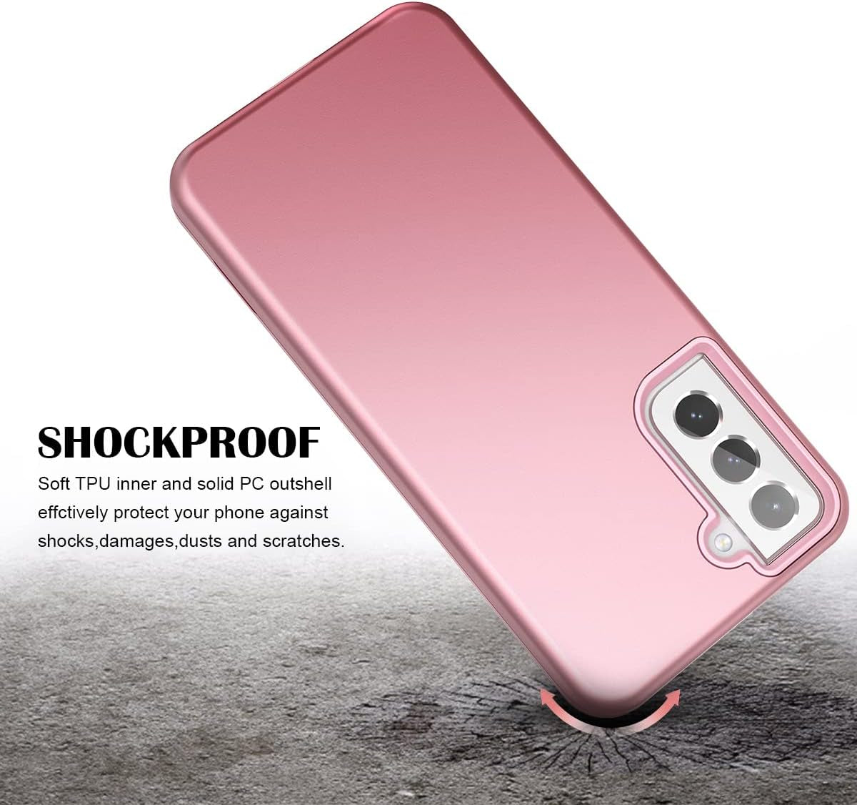 Welovecase for Samsung Galaxy S21 5G Case, Cover 3 in 1 Full Body Heavy Duty Protection Hybrid Shockproof TPU Bumper Three Layer Protective Case for Samsung Galaxy S21 6.2 Inch Rose Gold  WeLoveCase   