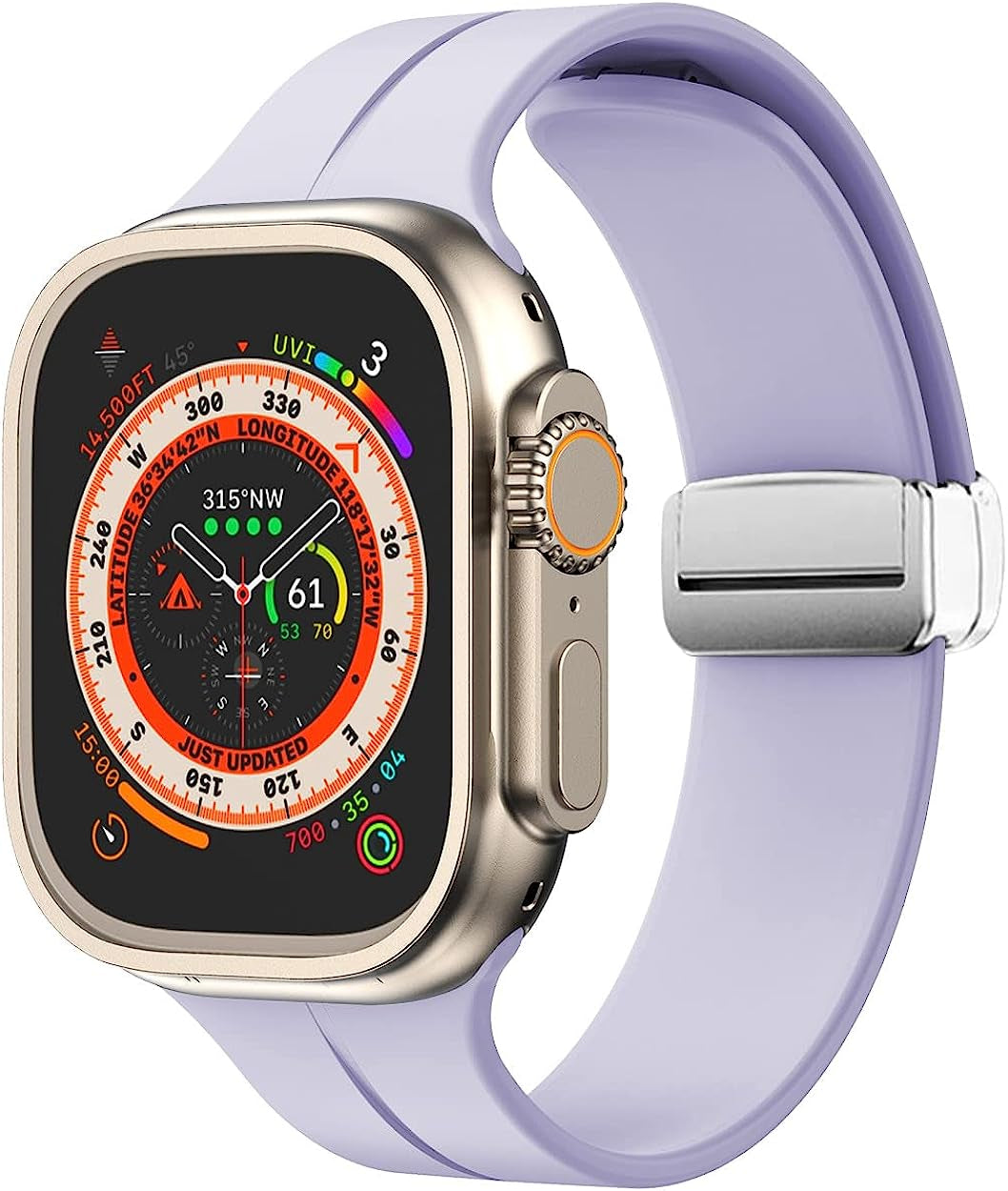 Meyzeli Compatible with Apple Watch Band 38Mm 40Mm 41Mm 42Mm 44Mm 45Mm 49Mm for Women Men, Soft Silicone Magnetic Buckle Sport Watch Band for Apple Watch SE Iwatch Series 8 7 6 5 4 3 2 1 Ultra  Meyzeli Silver Buckle- Purple 42mm/44mm/45mm/49mm 