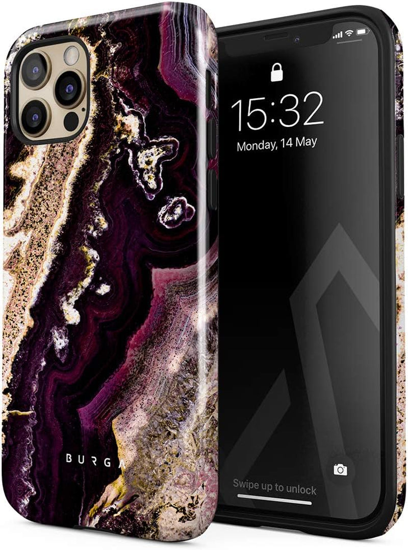 BURGA Phone Case Compatible with Iphone 14 PRO MAX - Wireless Charging Compatible, Hybrid 2-Layer Hard Shell + Silicone Protective Case, Heavy Duty Protection, Slim Fit, Shock-Absorbent, Almond Latte  BURGA Purple Skies Iphone 12 Pro Max 