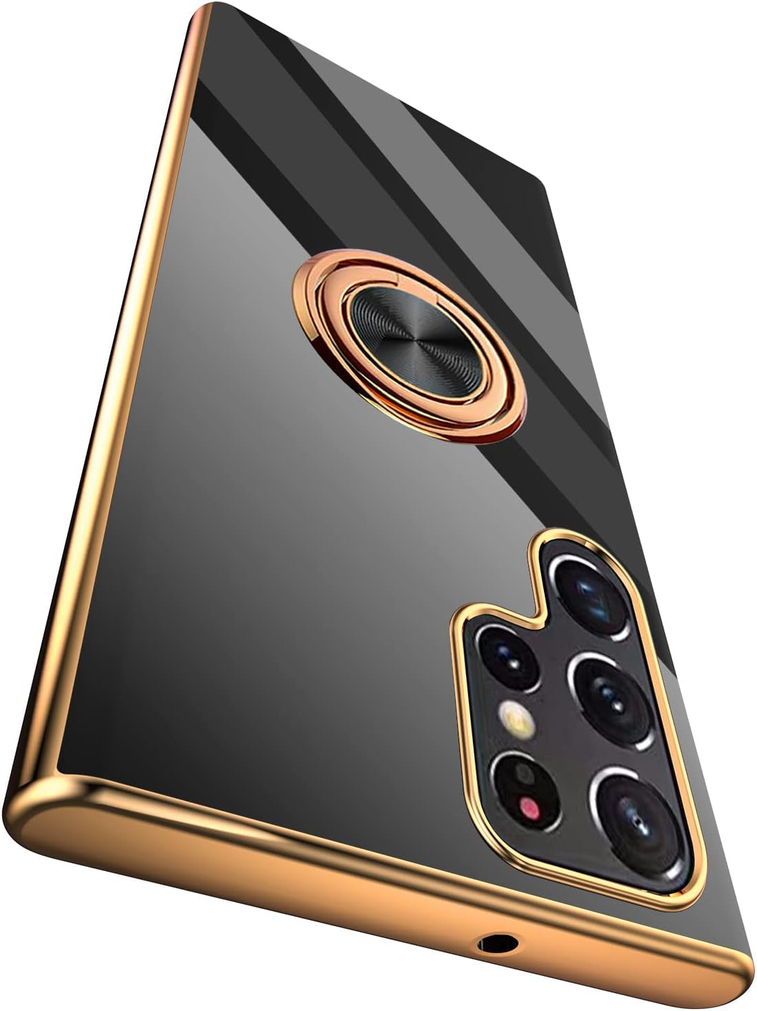 Tnarru Compatible for Samsung Galaxy S22 plus Case with Ring Holder Kickstand [With Magnetic] Soft TPU Shockproof Electroplated Protective Phone Case for Galaxy S22+ 5G Black  Tnarru Black Galaxy S22 Ultra 