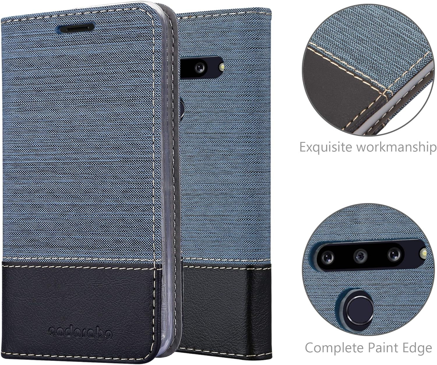 Cadorabo Book Case Compatible with LG G8 in Dark Blue Black - with Magnetic Closure, Stand Function and Card Slot - Wallet Etui Cover Pouch PU Leather Flip  Cadorabo   
