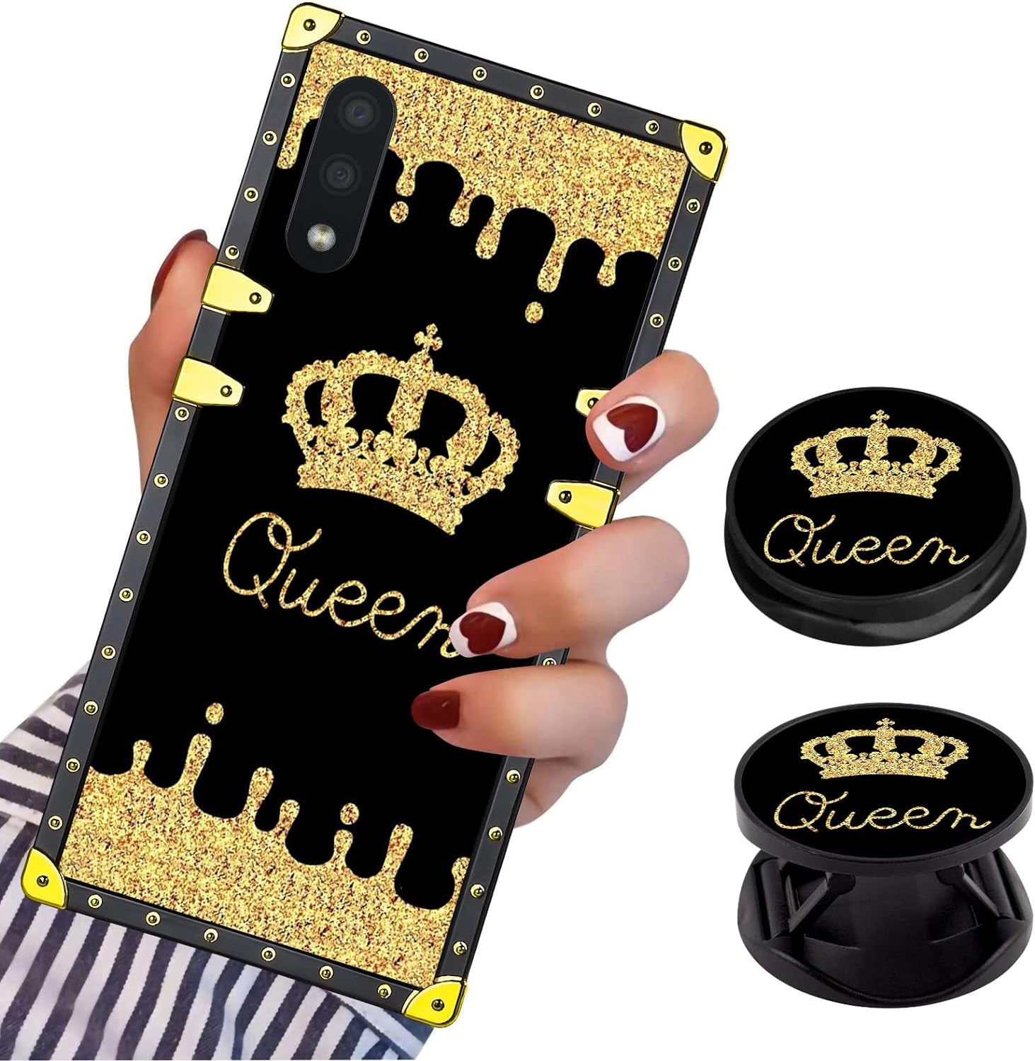 LSL Compatible with Samsung Galaxy Note 20 5G Square Phone Case, Queen Golden Crown Luxury TPU Plating Corner Shockproof Protection Cover for Women Girls, for Samsung Galaxy Note 20 5G  LSL For Samsung Galaxy A01  