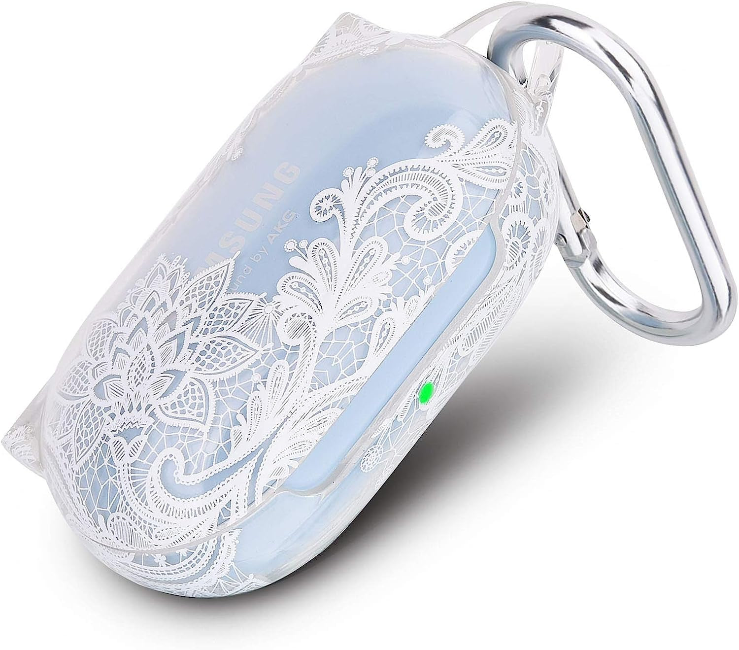 V-MORO for Samsung Galaxy Buds plus Case,Cute Clear TPU Case Cover Compatible with Galaxy Buds+ plus Full Protective Case for Samsung Galaxy Buds+ plus Hard Charging Case Cover Butterfly  V-MORO White Lace  