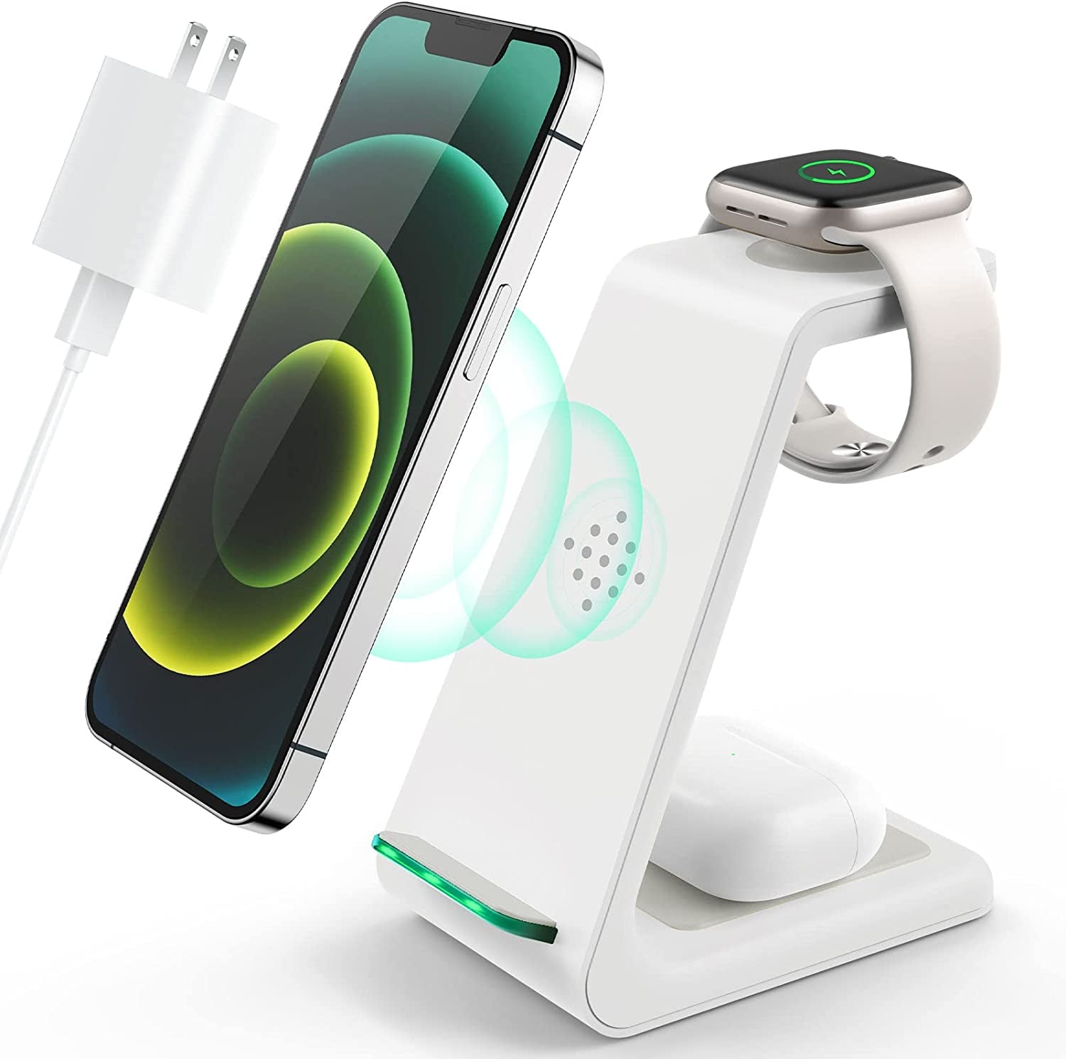 Wireless Charging Station,3 in 1 Fast Charging Station,Wireless Charger Stand for Iphone 14/13/12/11 Pro Max/X/Xs Max/8/8 Plus, Airpods 3/2/Pro, Iwatch Series 8/7/6/5/SE/4/3/2, and Samsung Phones  Iovis   