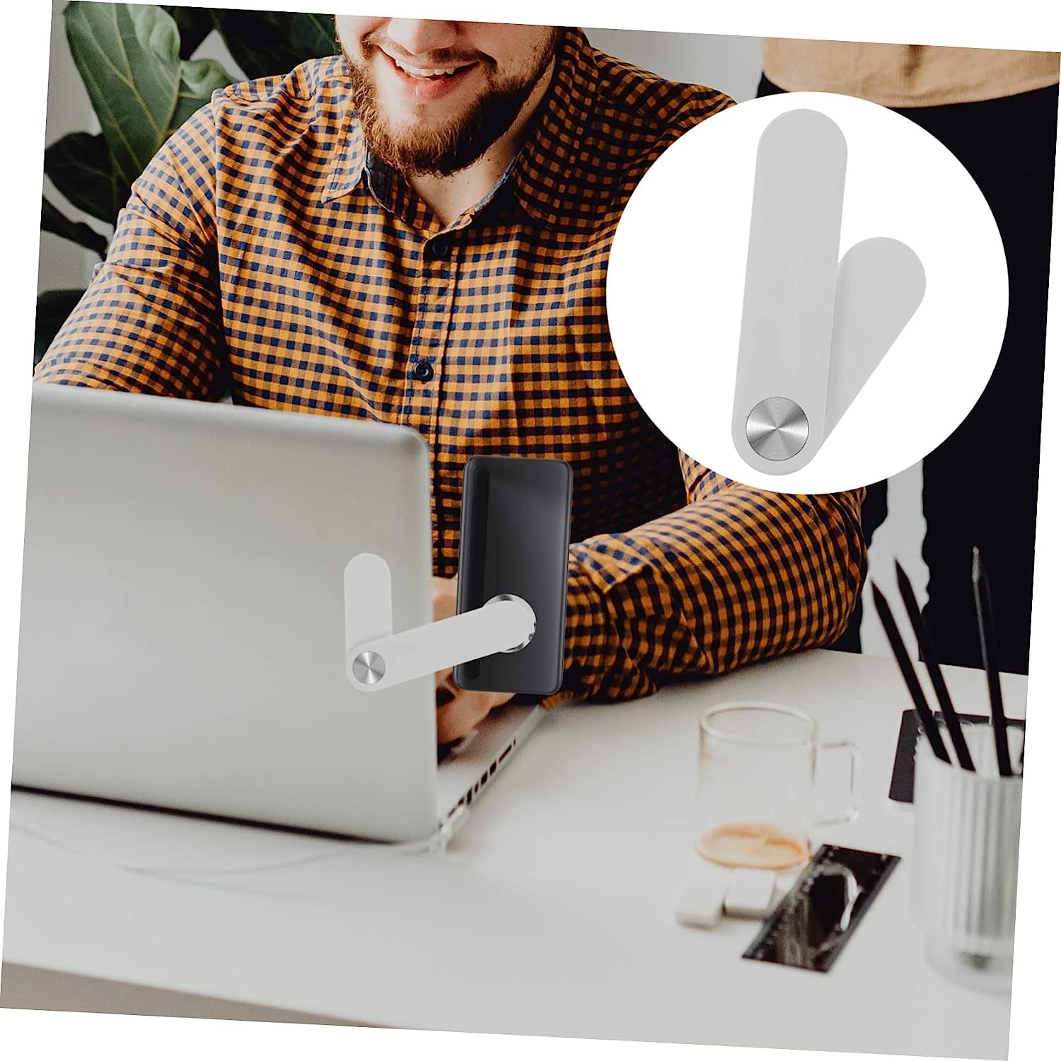 SOLUSTRE 3Pcs Magnetic Side Compatible with Any for Laptop Screen Mount Expansion Extension Computer Monitor Phone Mobile Holder Foldable Bracket White Adjustable  SOLUSTRE   