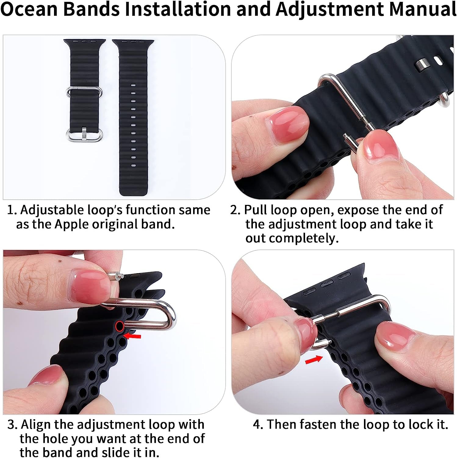 Ocean Bands Compatible with Apple Watch Band 49Mm 45Mm 44Mm 42Mm 41Mm 40Mm 38Mm Men Women, Adjustable Soft Breathable Replacement Sport Strap with Buckle for Iwatch Ultra Series 8 7 6 5 4 3 2 1 SE  HONORICH   