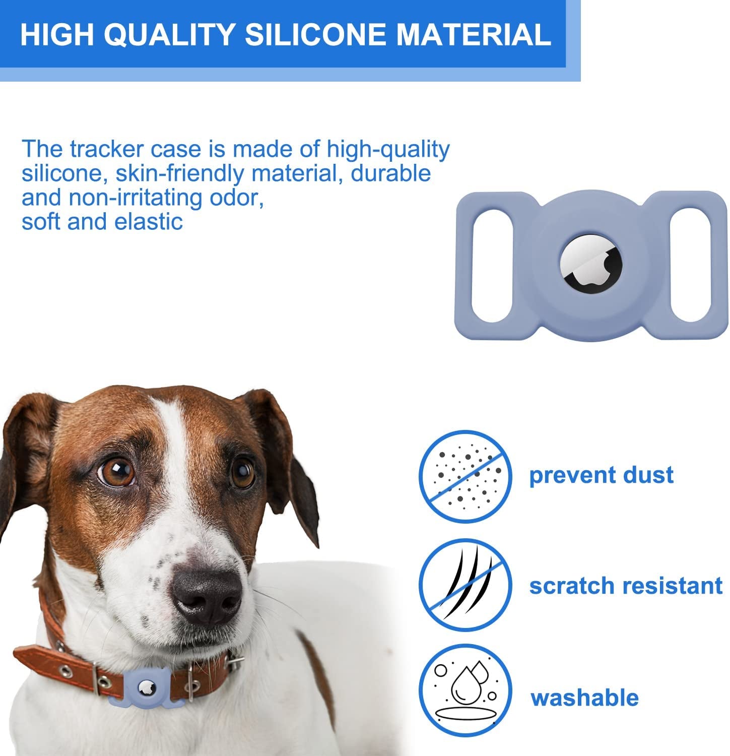 Dog Collar Holder for Air Tag [2 Pack], Bencube Dog Collar Cover,Silicone GPS Tracking Accessories Blue  bencube   