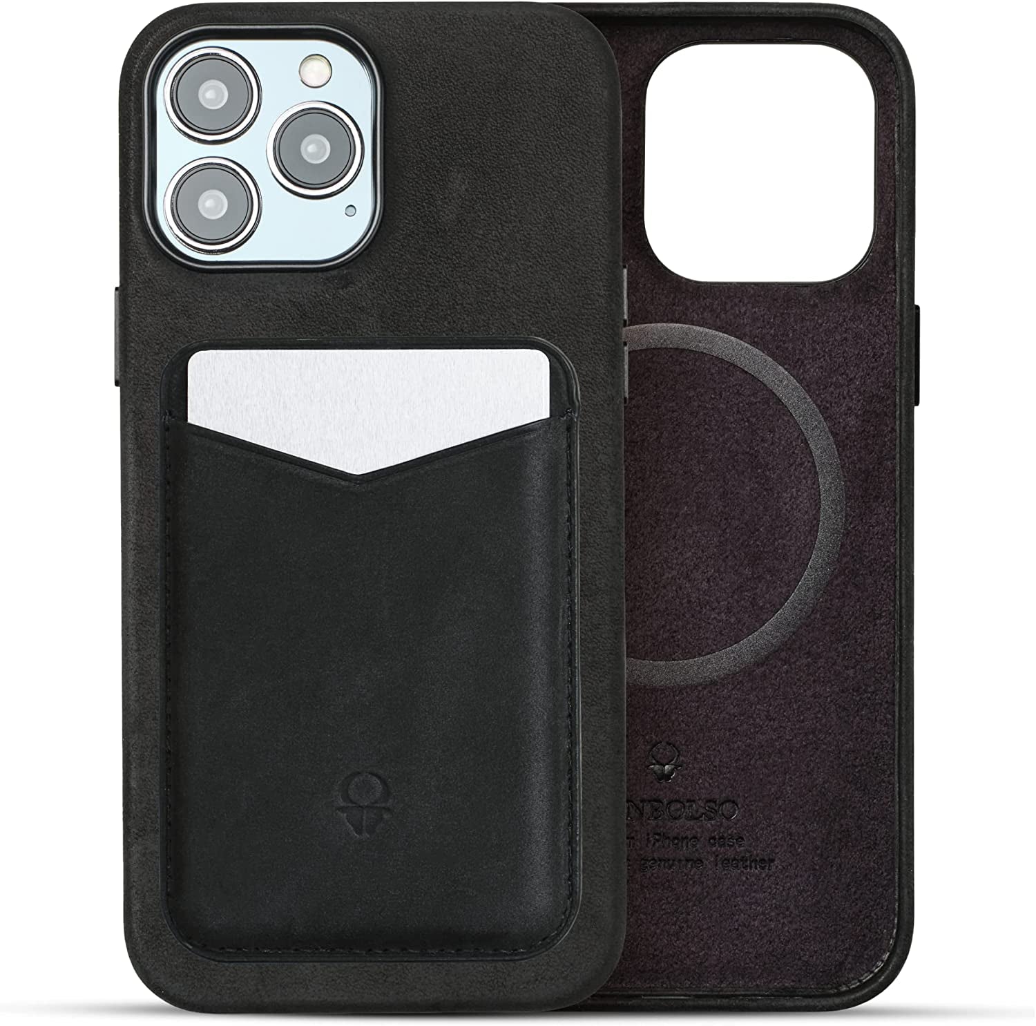 Donbolso Iphone 14 Pro Max Case Leather + Wallet Bundle - Apple Iphone Case in Vintage Black - Compatible with Magsafe - Lip Screen Protection - Elegant Leather Soft Grip - Strong Magnetic Phone Cases  DONBOLSO Vintage Black iPhone 14 Pro Max Case + Wallet 