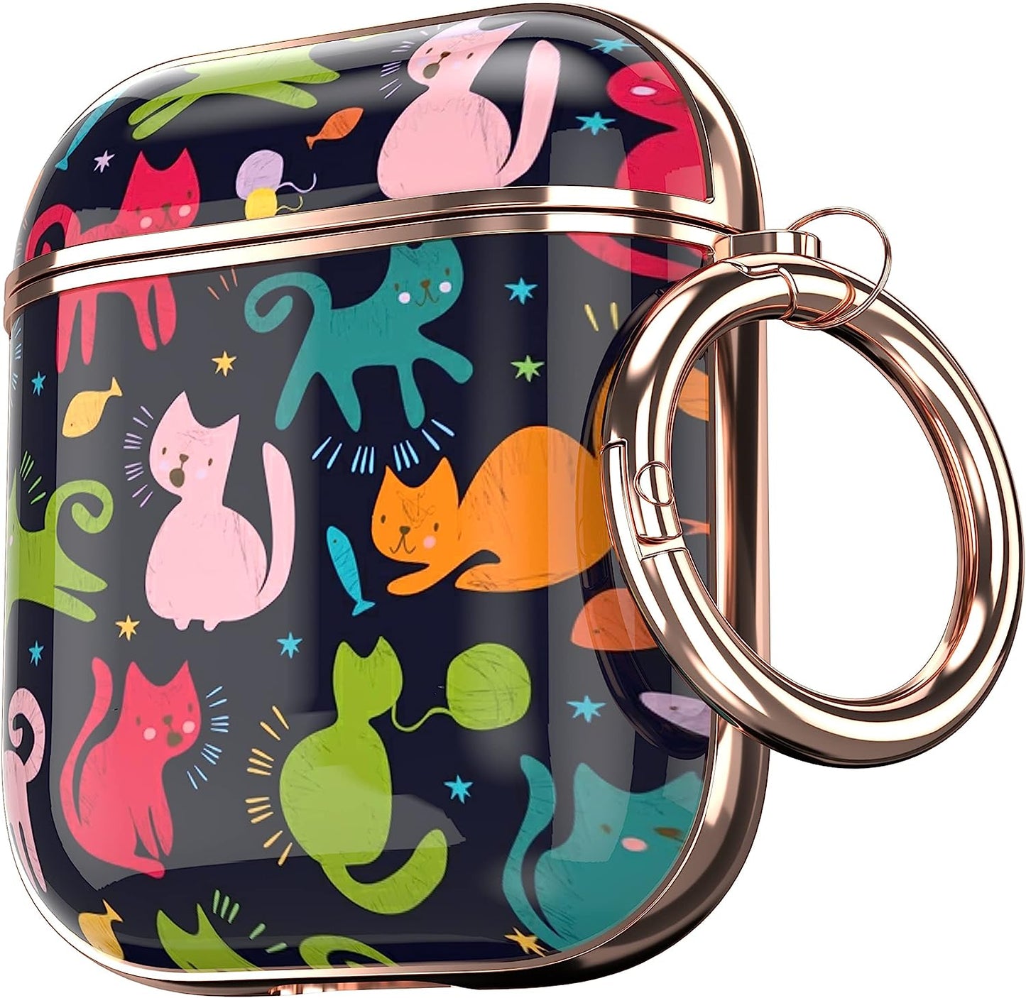 Maxjoy for Airpods Case Cover, Flower Airpod Case Hard Protective Shockproof Cute Air Pod 2 Case for Women Men with Keychain Clip for Airpod 2Nd 1St Generation Charging Case 2&1, Floral  Maxjoy Pink + Black  