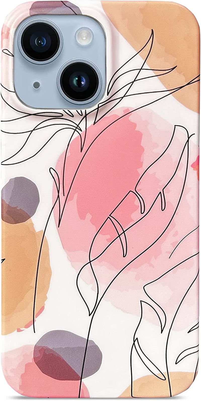 J.West Compatible with Iphone 14 Case 6.1" Garden Flower Soft Silicone Rubber Shockproof Cute Floral Pattern Design Slim Fit Anti-Scratch Phone Protective Case Cover for Women Girl Peony  J.west Orange  